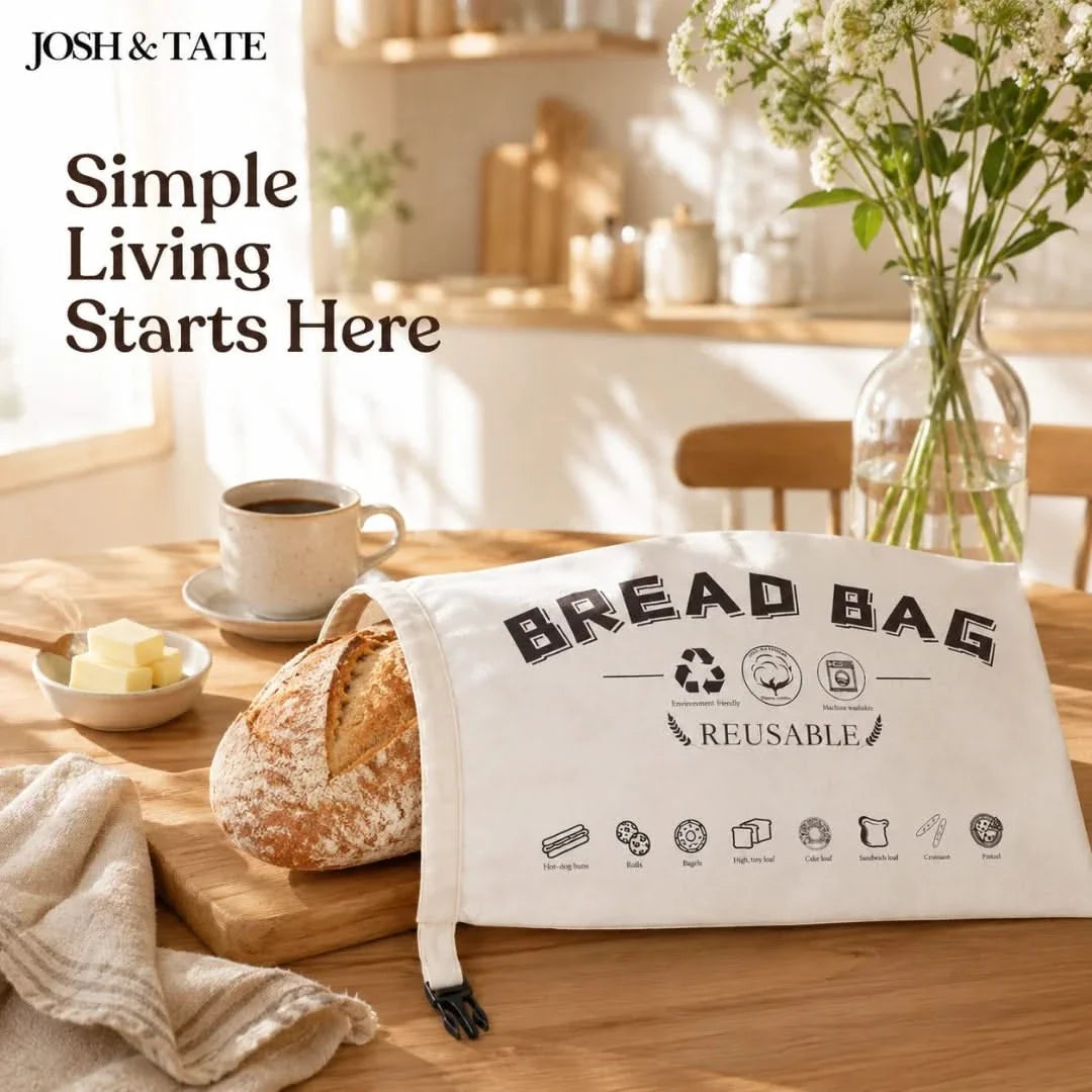 Reusable Cotton Bread Storage Bag with Clip Closure, Washable, Beige and White, Durable, Fresh Bread Storage for the Kitchen | Sansoti