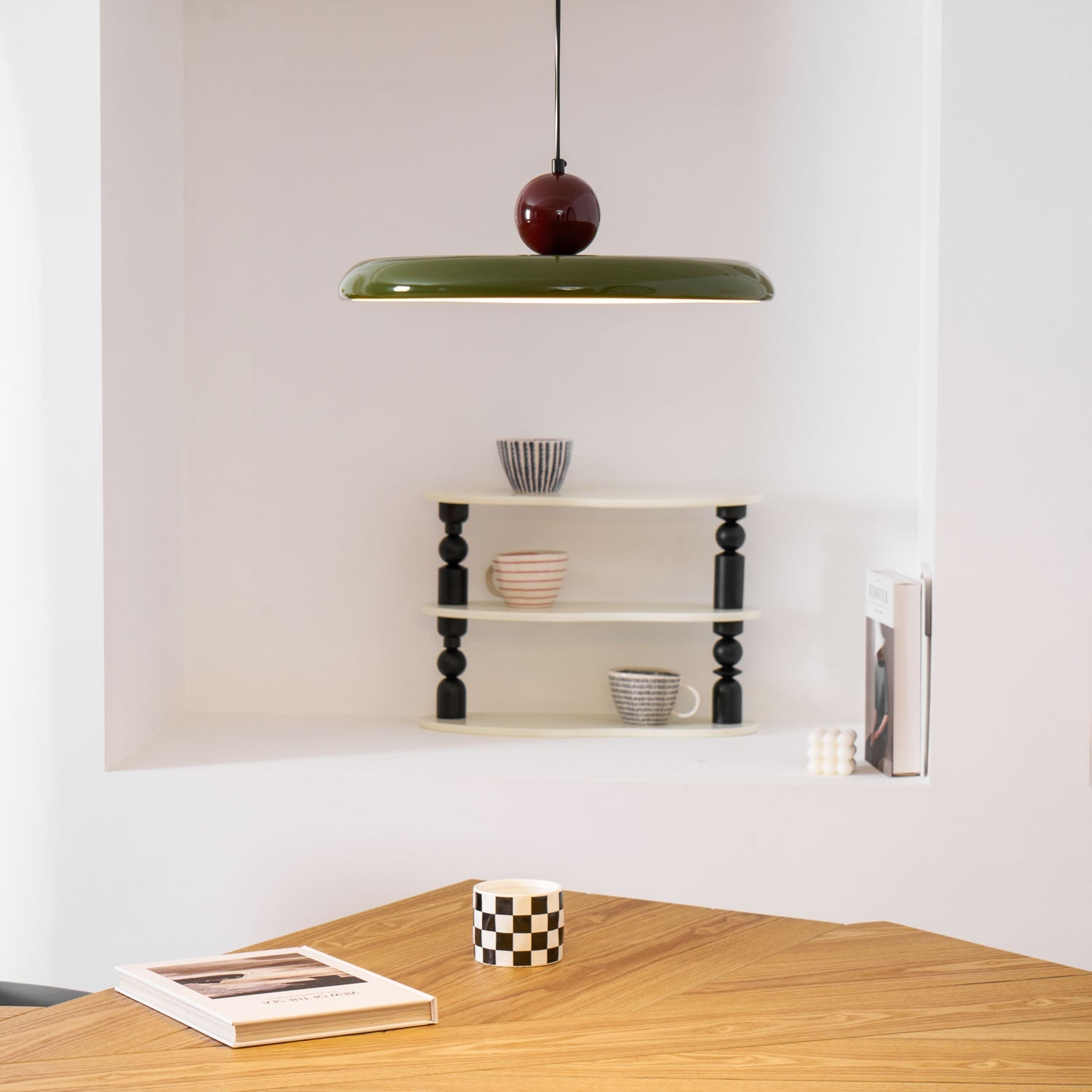 Hangende Plafondlamp Rond Stralend Disc Design Dimbaar 3 Kleuren 450cm Kabel Scandinavisch Interieur Rood Groen Beige | Sansoti