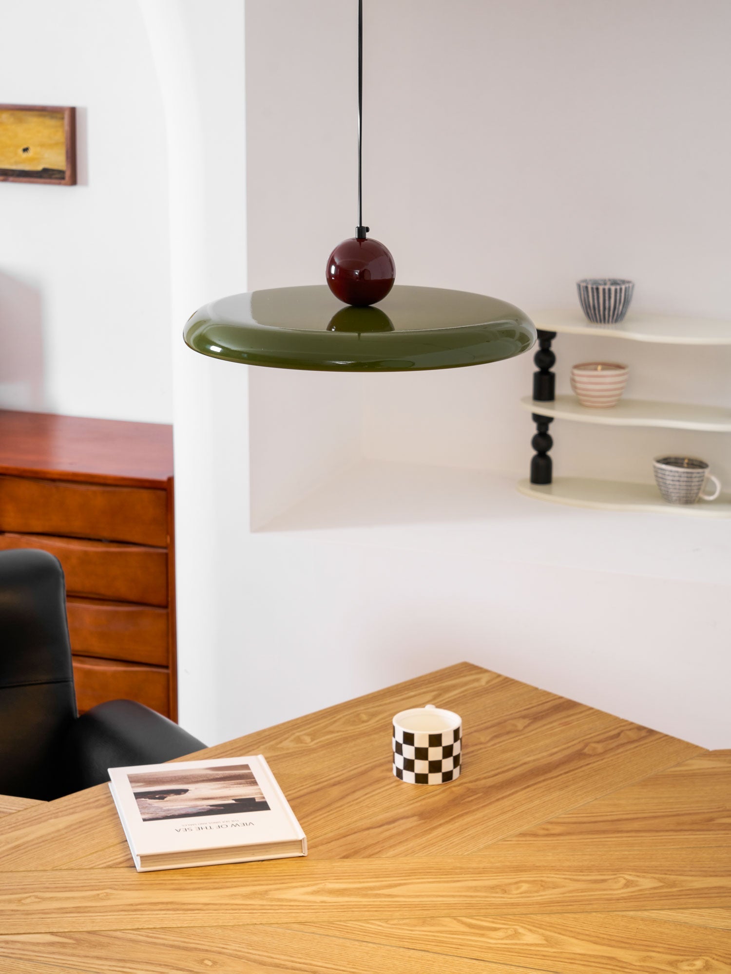 Hangende Plafondlamp Rond Stralend Disc Design Dimbaar 3 Kleuren 450cm Kabel Scandinavisch Interieur Rood Groen Beige | Sansoti