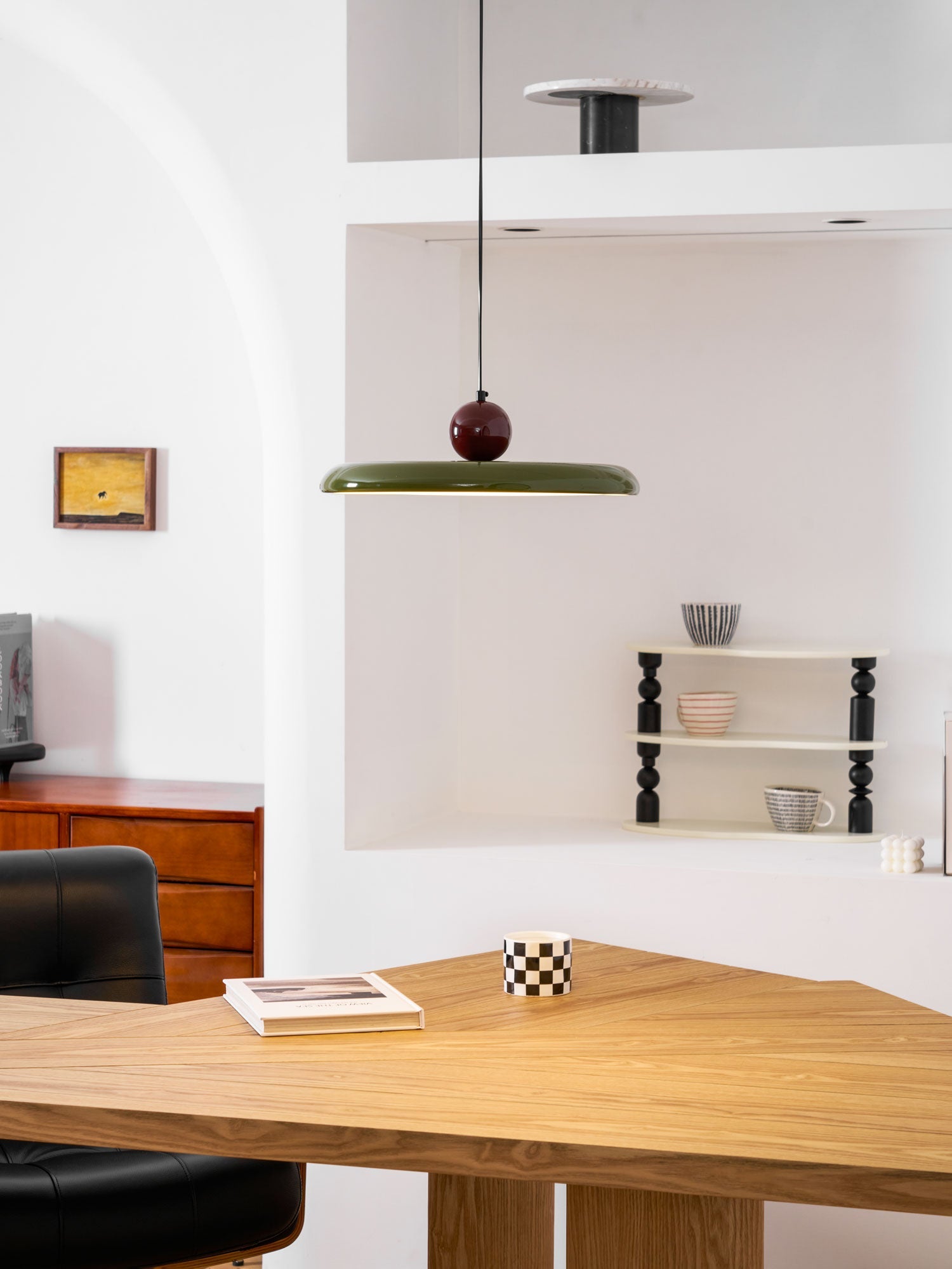 Hangende Plafondlamp Rond Stralend Disc Design Dimbaar 3 Kleuren 450cm Kabel Scandinavisch Interieur Rood Groen Beige | Sansoti