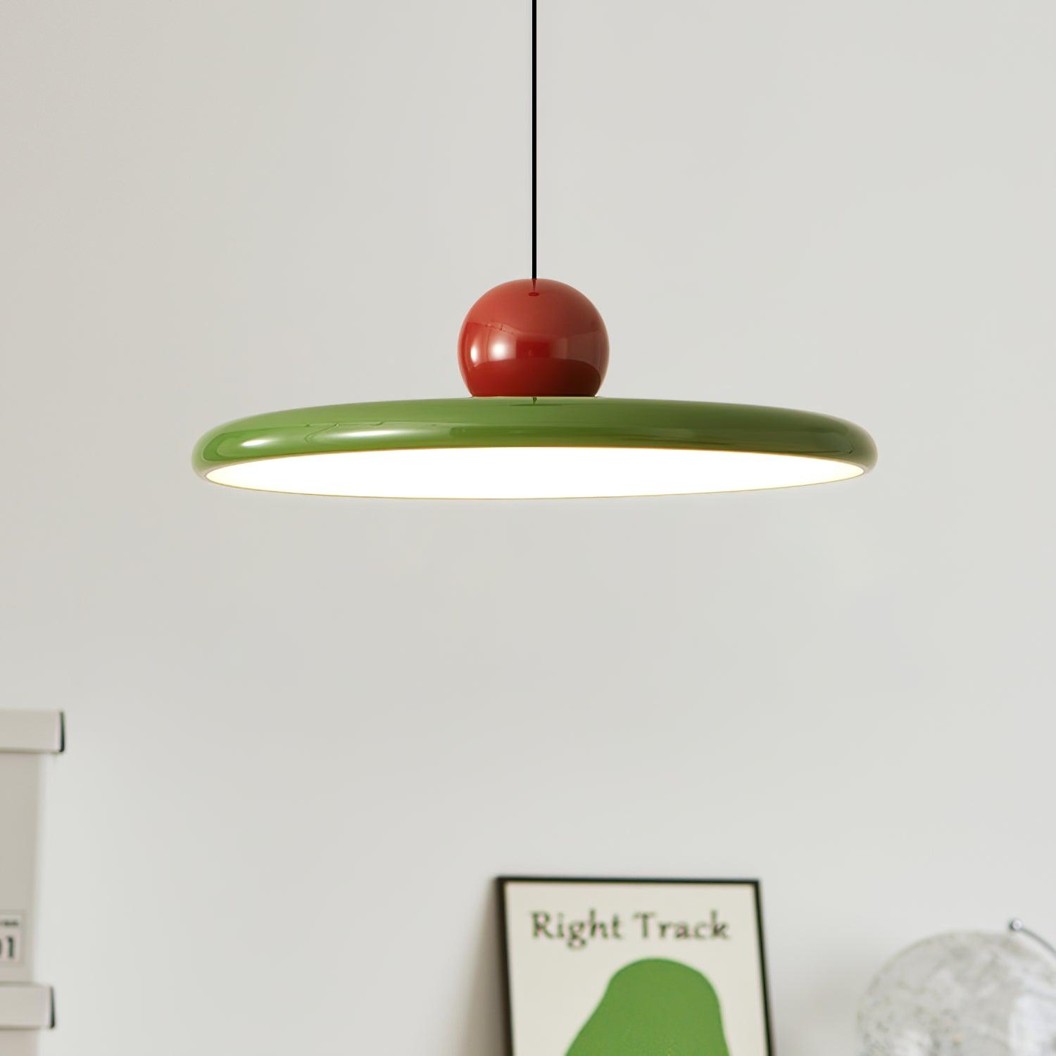 Hangende Plafondlamp Rond Stralend Disc Design Dimbaar 3 Kleuren 450cm Kabel Scandinavisch Interieur Rood Groen Beige | Sansoti
