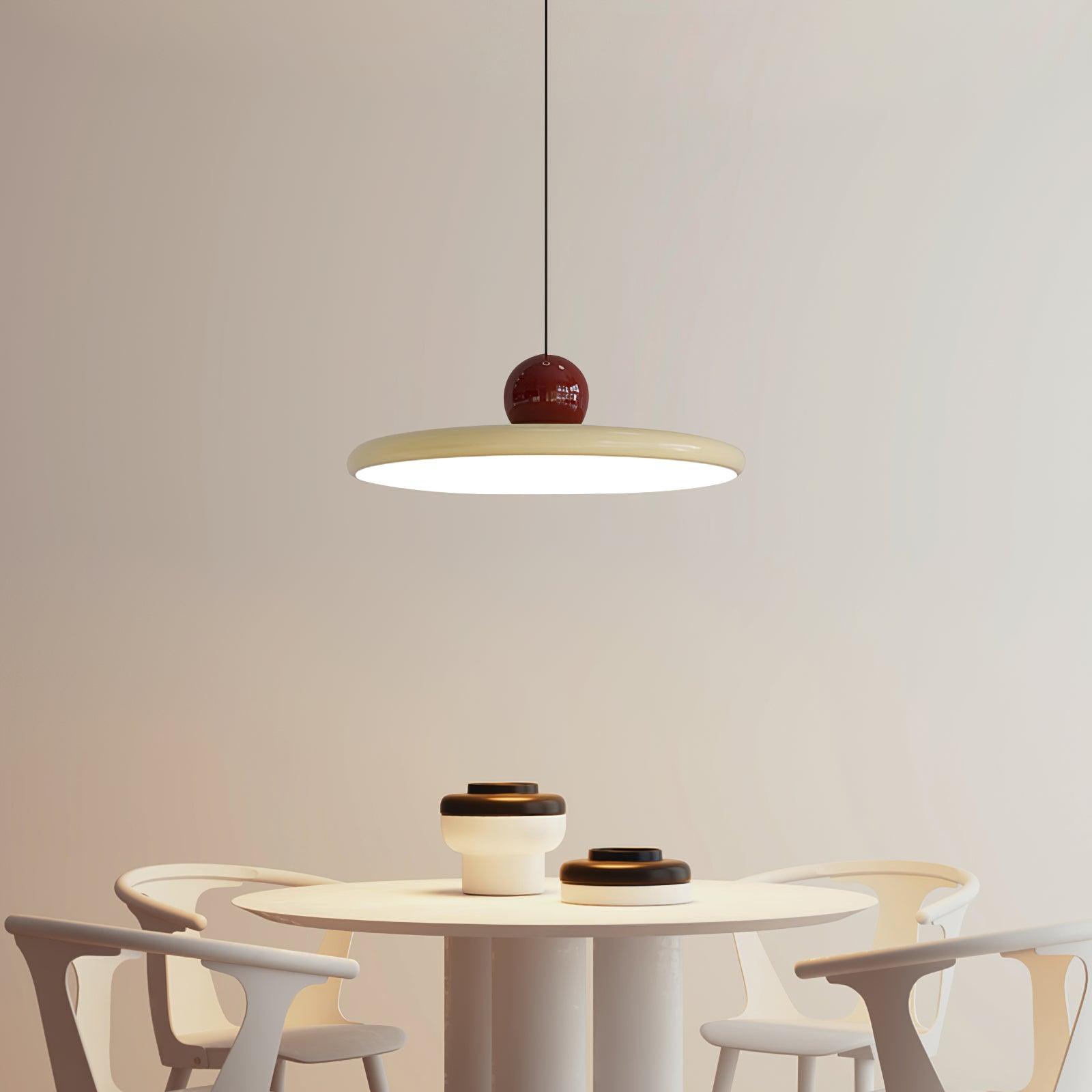 Hangende Plafondlamp Rond Stralend Disc Design Dimbaar 3 Kleuren 450cm Kabel Scandinavisch Interieur Rood Groen Beige | Sansoti