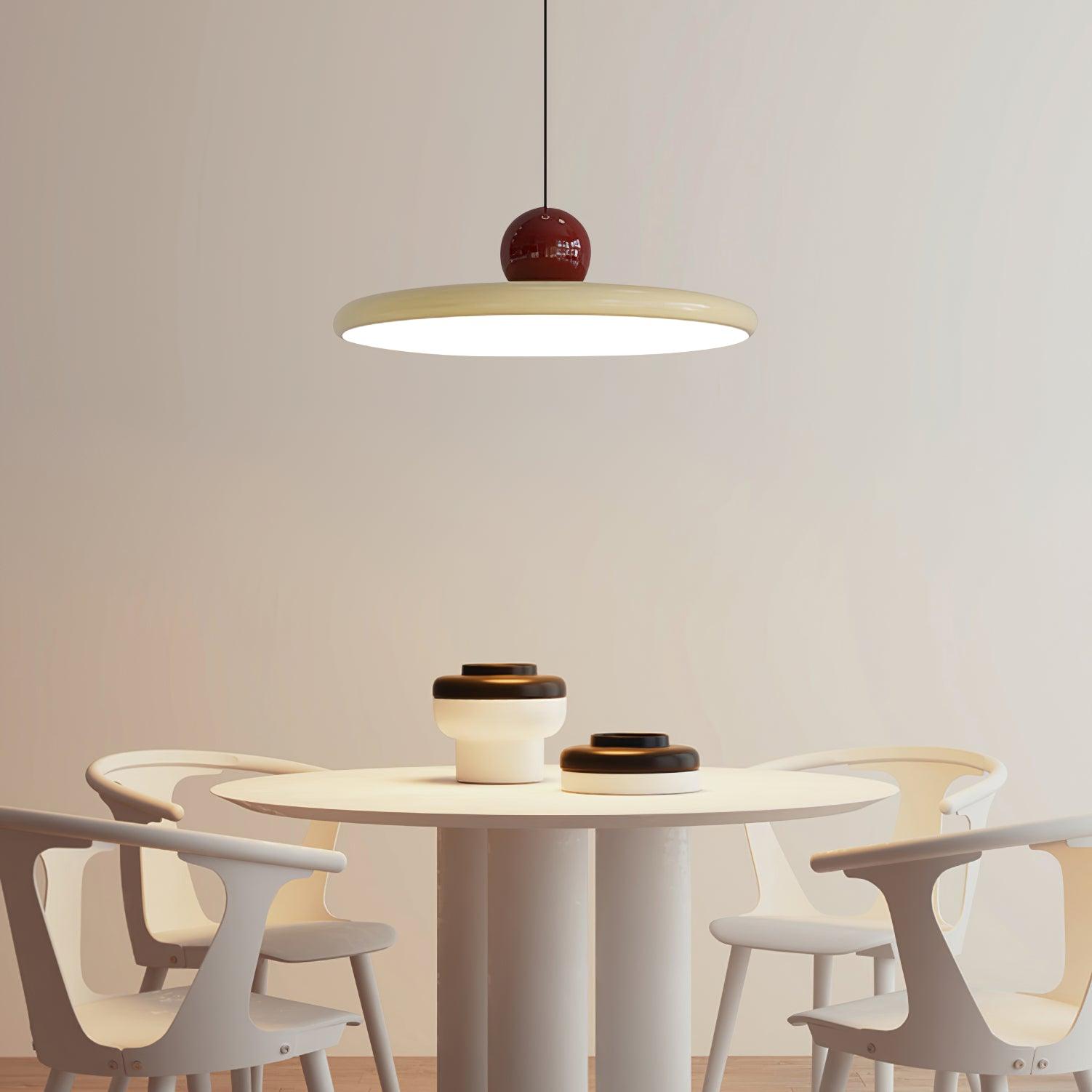 Hangende Plafondlamp Rond Stralend Disc Design Dimbaar 3 Kleuren 450cm Kabel Scandinavisch Interieur Rood Groen Beige | Sansoti