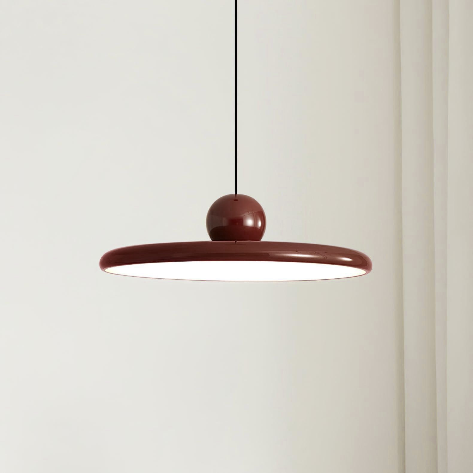 Hangende Plafondlamp Rond Stralend Disc Design Dimbaar 3 Kleuren 450cm Kabel Scandinavisch Interieur Rood Groen Beige | Sansoti