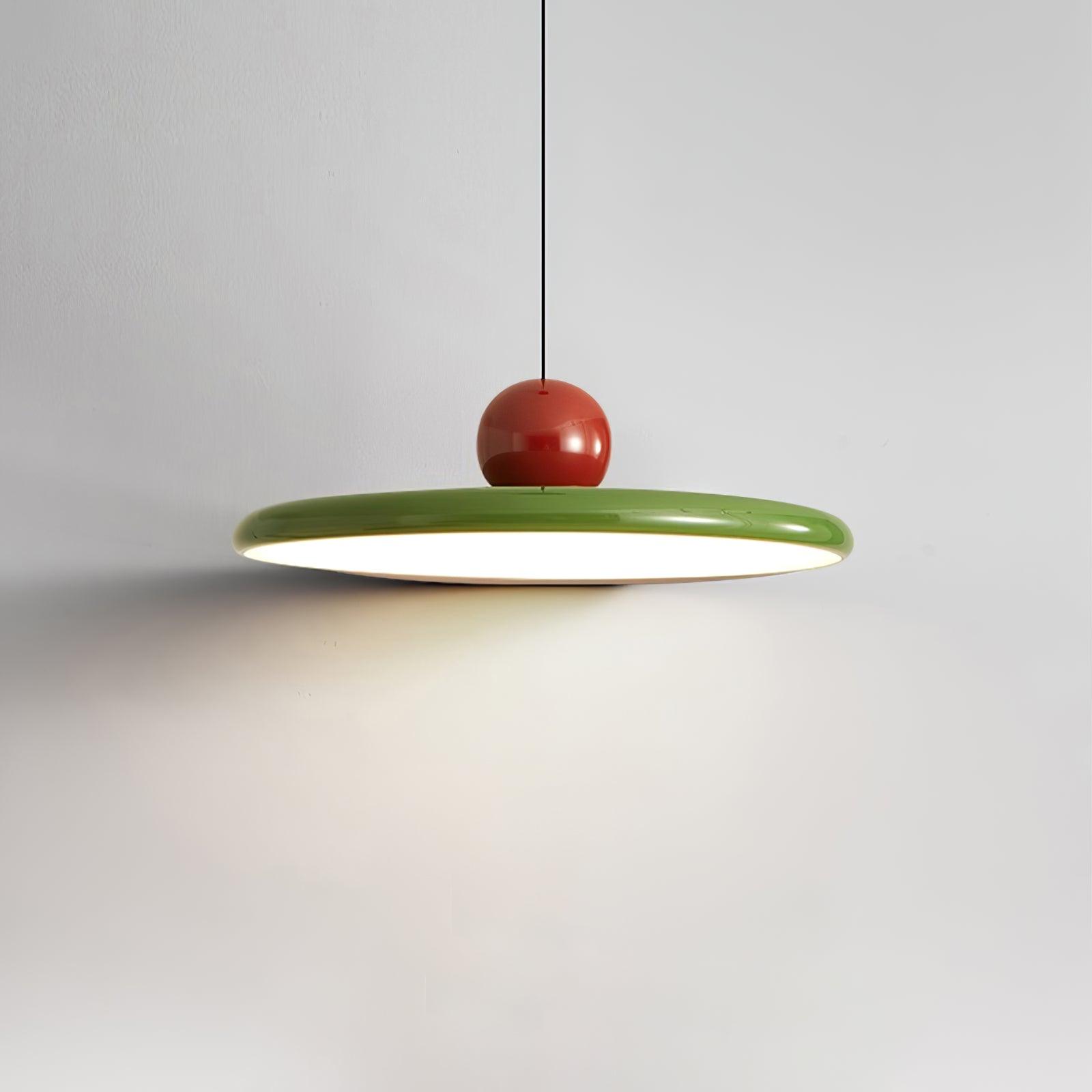 Hangende Plafondlamp Rond Stralend Disc Design Dimbaar 3 Kleuren 450cm Kabel Scandinavisch Interieur Rood Groen Beige | Sansoti