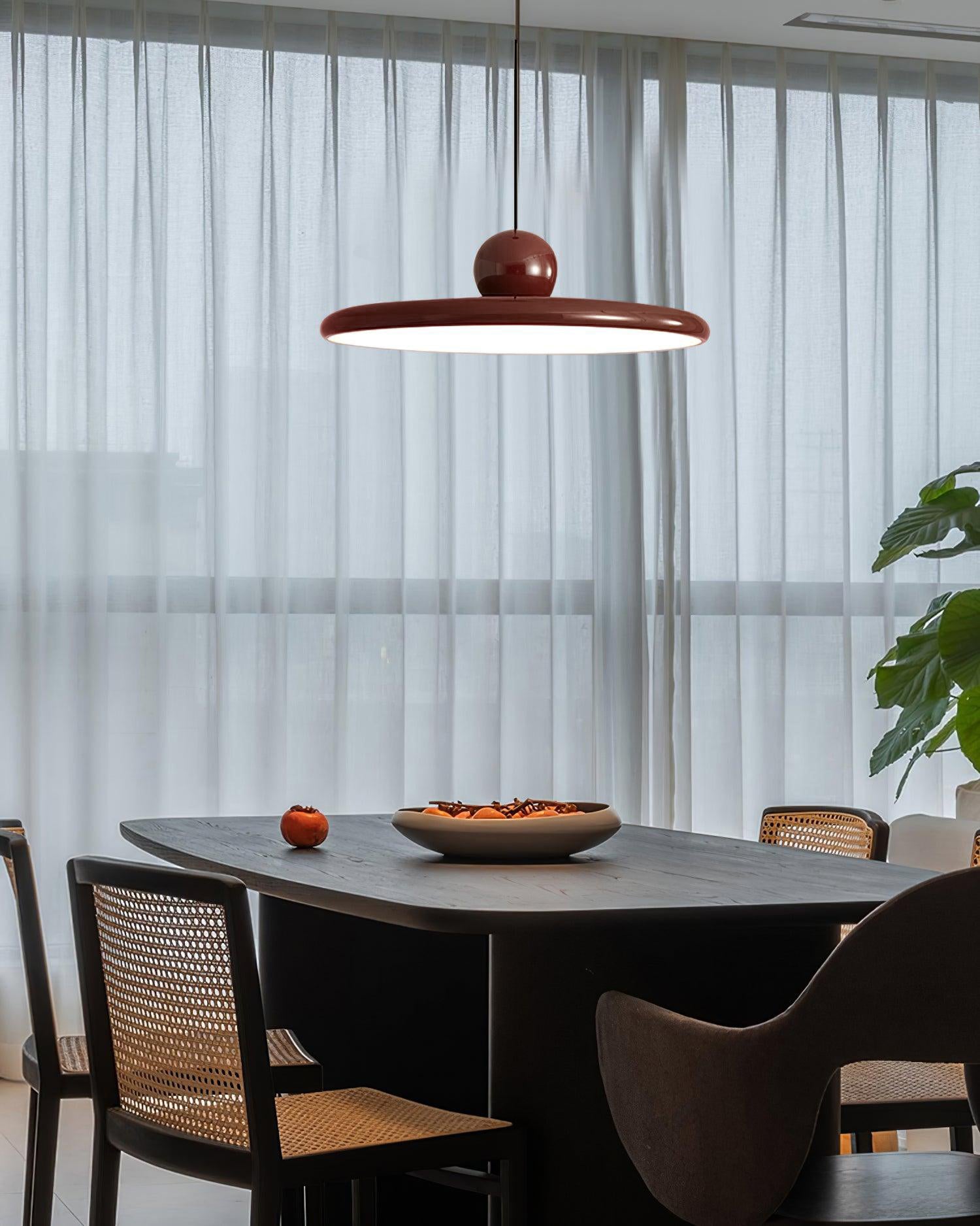 Hangende Plafondlamp Rond Stralend Disc Design Dimbaar 3 Kleuren 450cm Kabel Scandinavisch Interieur Rood Groen Beige | Sansoti