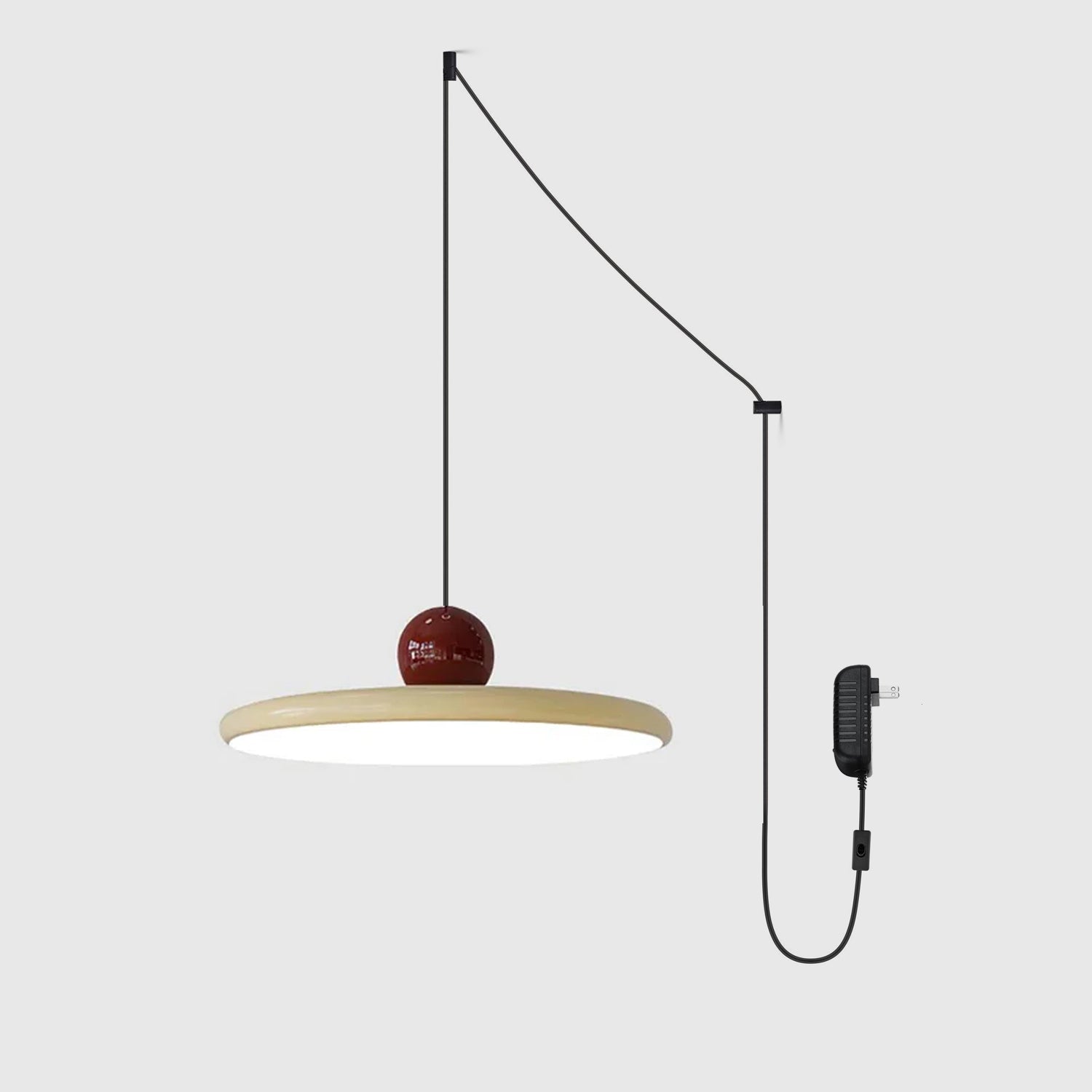 Hangende Plafondlamp Rond Stralend Disc Design Dimbaar 3 Kleuren 450cm Kabel Scandinavisch Interieur Rood Groen Beige | Sansoti