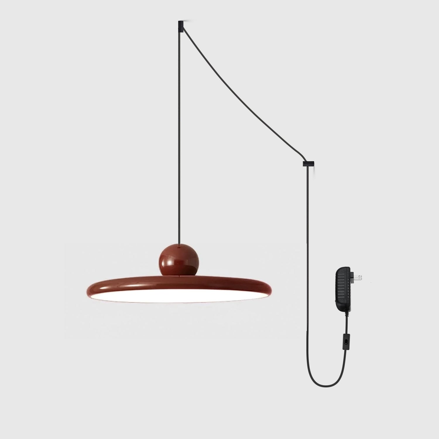 Hangende Plafondlamp Rond Stralend Disc Design Dimbaar 3 Kleuren 450cm Kabel Scandinavisch Interieur Rood Groen Beige | Sansoti