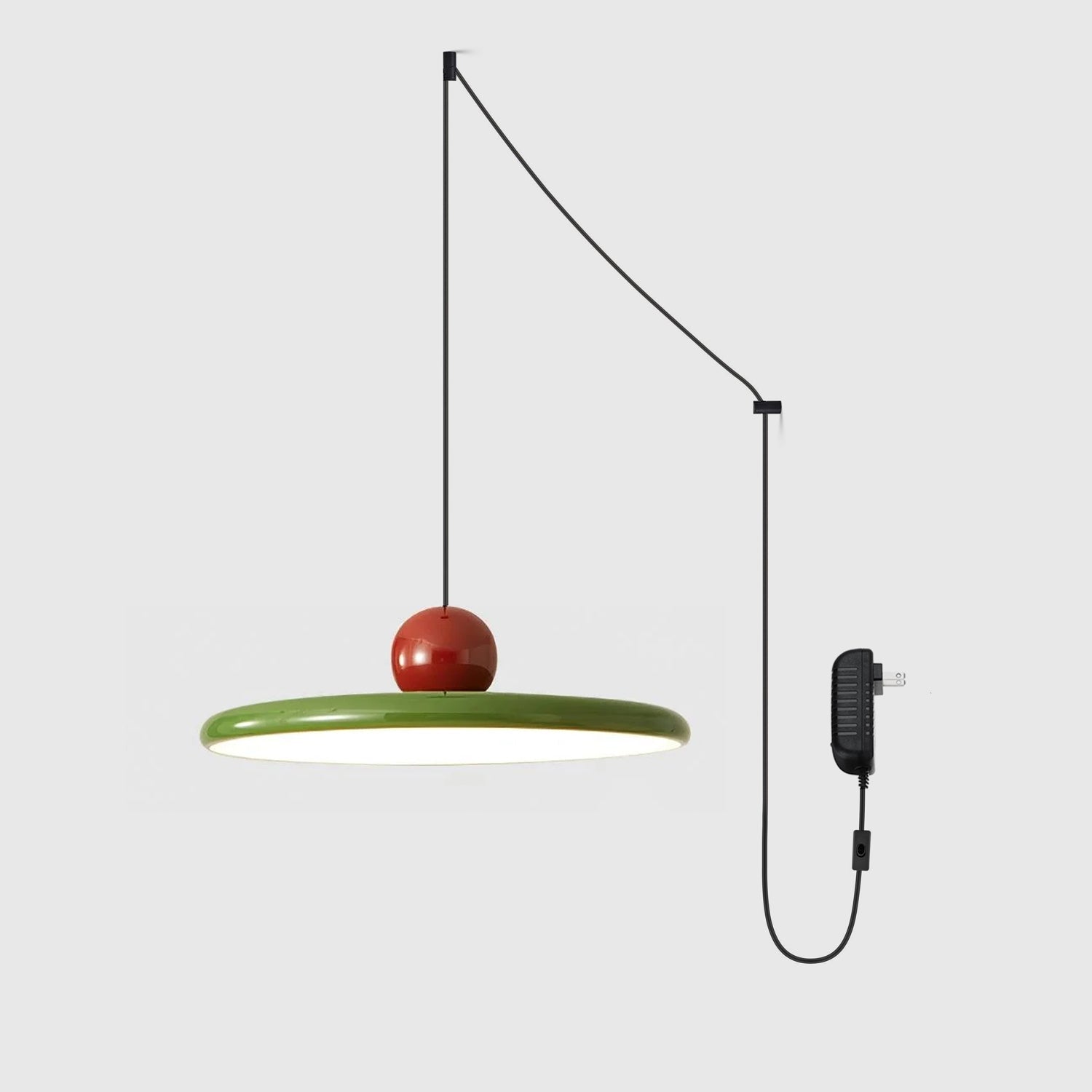 Hangende Plafondlamp Rond Stralend Disc Design Dimbaar 3 Kleuren 450cm Kabel Scandinavisch Interieur Rood Groen Beige | Sansoti