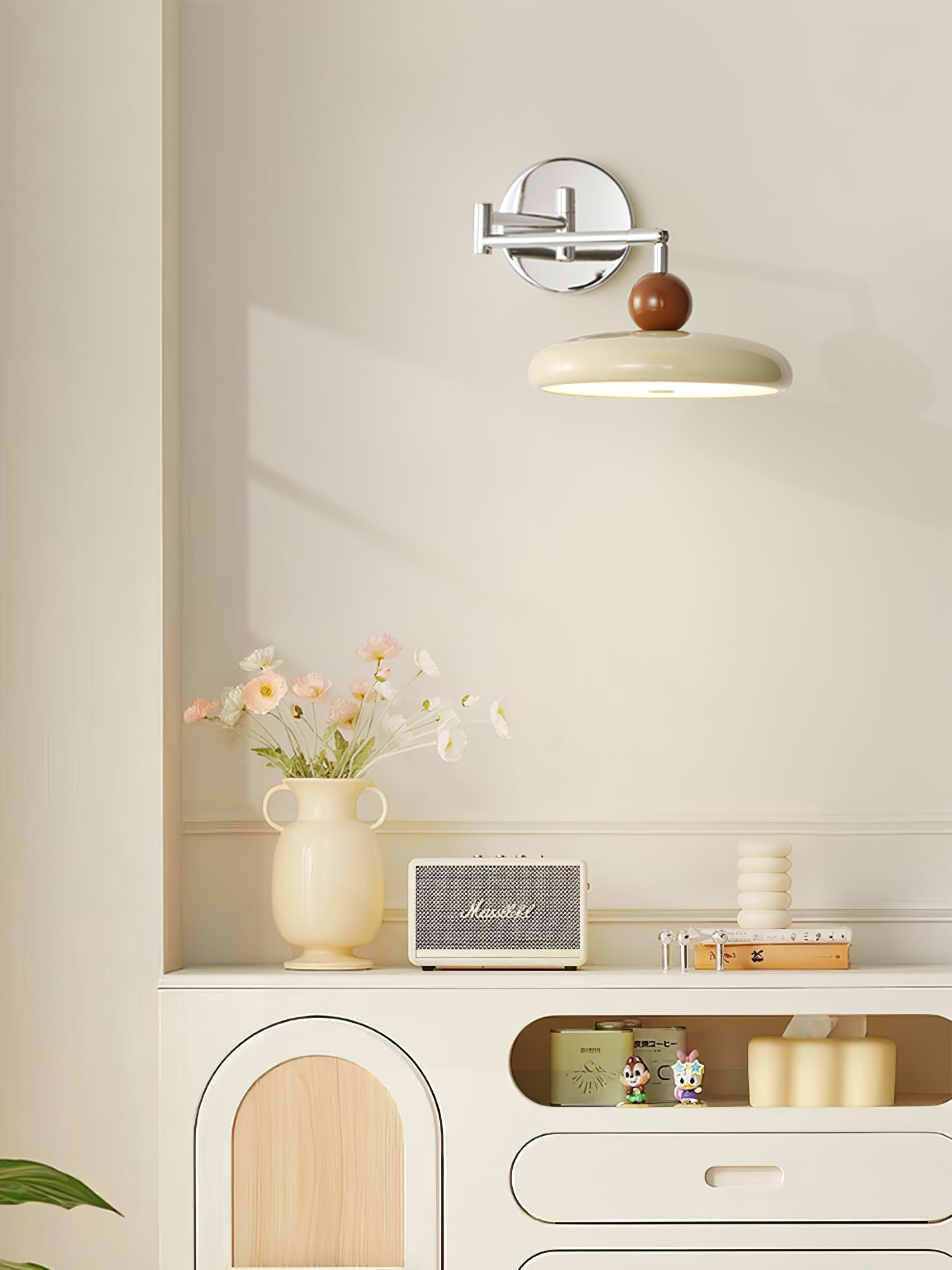Ronde Plug-in Wandlamp – Scandinavisch Design met Geïntegreerde LED en 3 Kleurtemperaturen | Sansoti