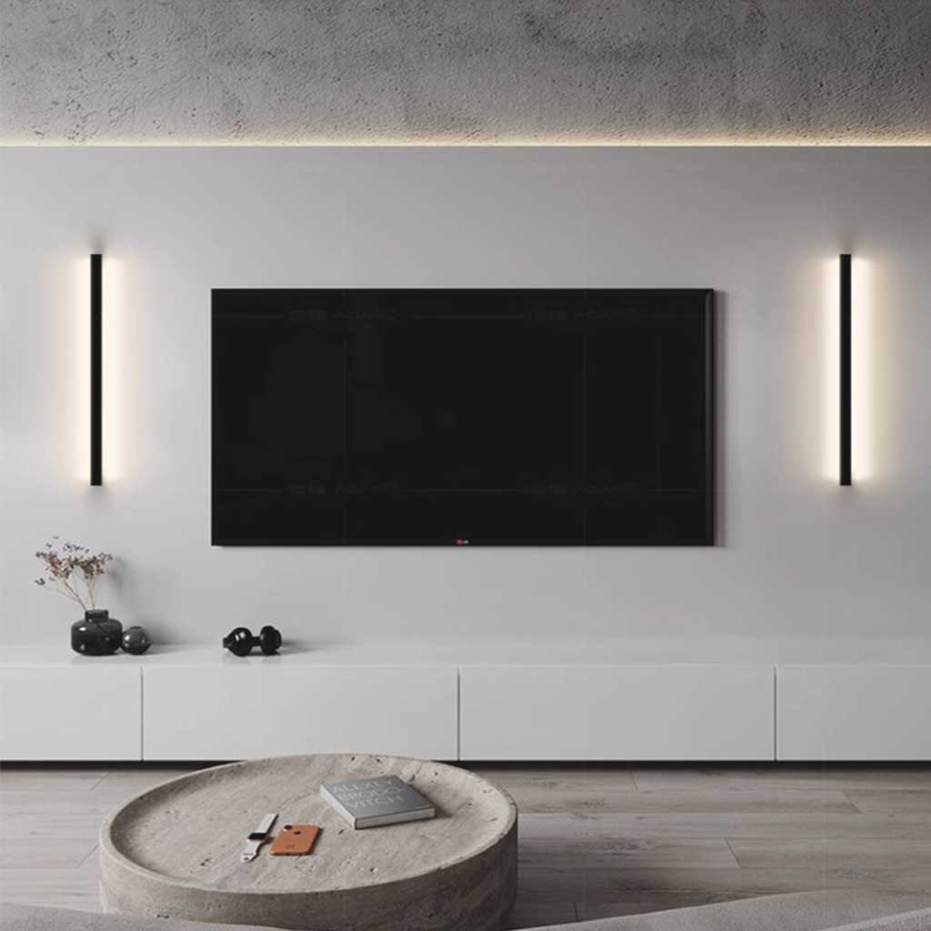 Lineare LED-Wandleuchte Dimmbar Schwarz Weiß Schlafzimmer Wohnzimmer Modernes minimalistisches Design Stimmungsbeleuchtung | Sansoti