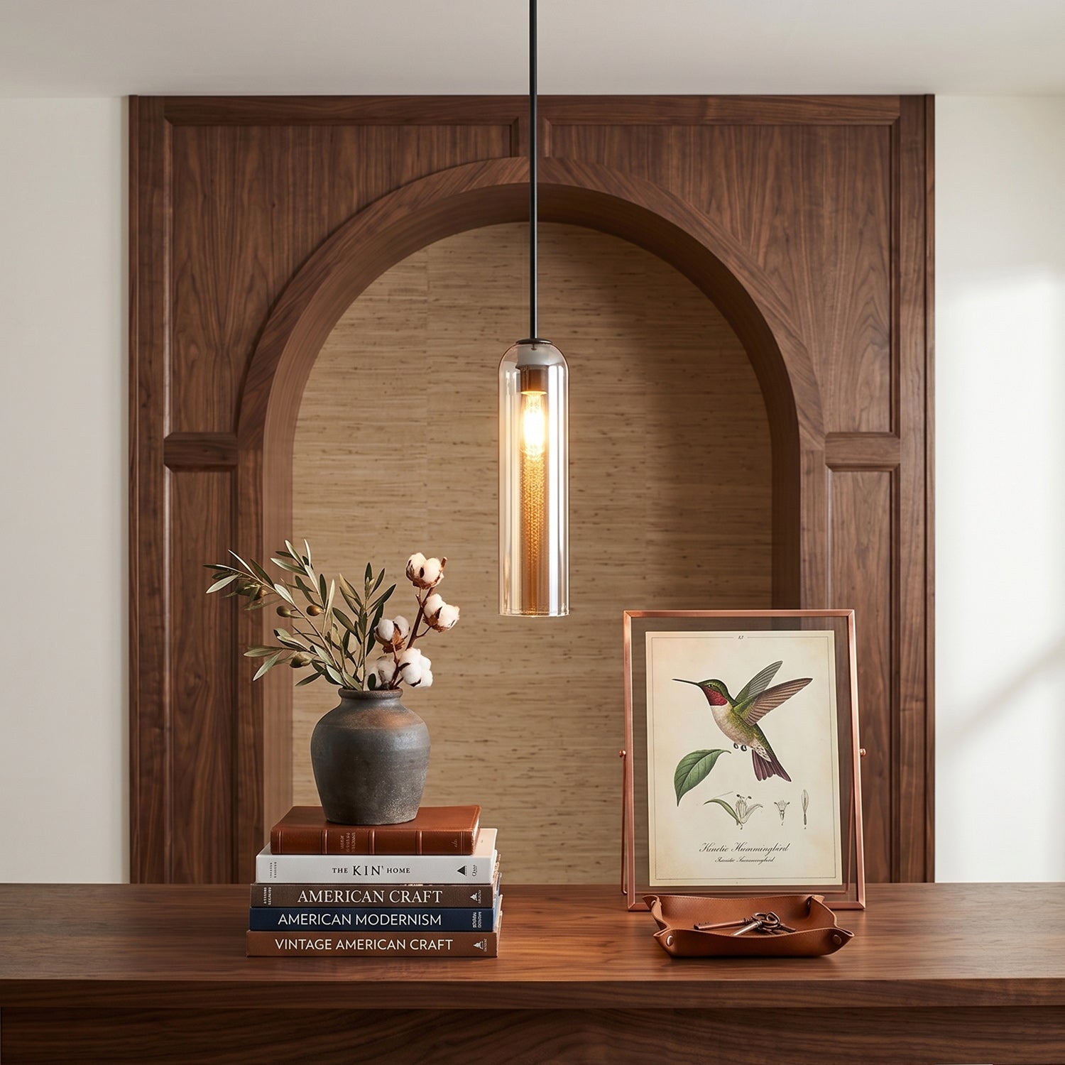 Glazen Hanglamp met Lange Buis – Mondgeblazen Glas Zwart of Goud Finish 10cm Diameter | Sansoti