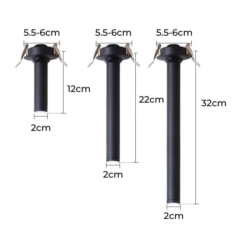 Moderne LED Plafondspot Cilindrisch Design – 7W Inbouwspot Aluminium Zwart Wit Nikkel 12-32cm – Verstelbare Richtspot Warm/Koud Licht – Designverlichting Woonkamer Hal Gang Kantoor | Sansoti