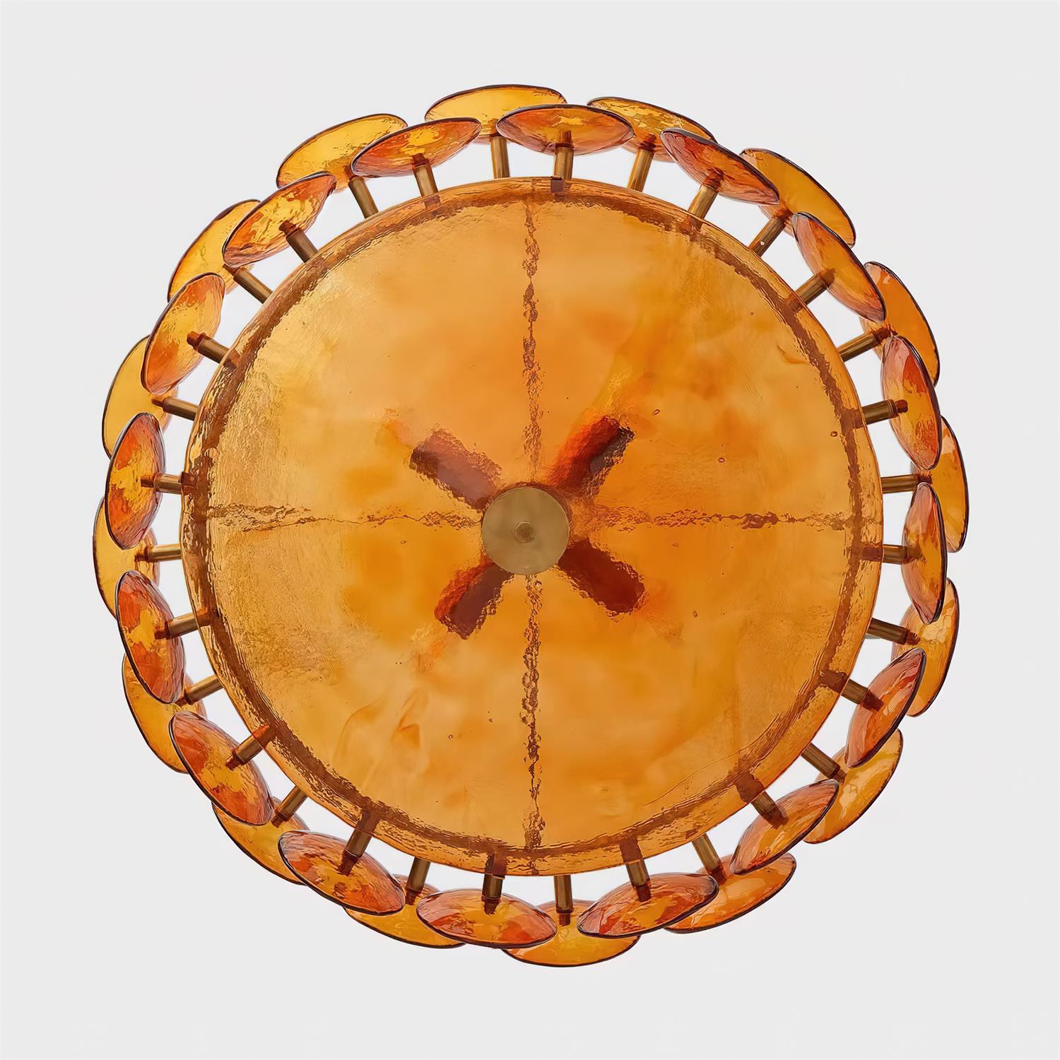 Hanglamp Glazen Schijven Messing Amber Eettafel Woonkamer Design Hanglamp Ronde Glazen Hanglamp Statement Verlichting Hal | Sansoti