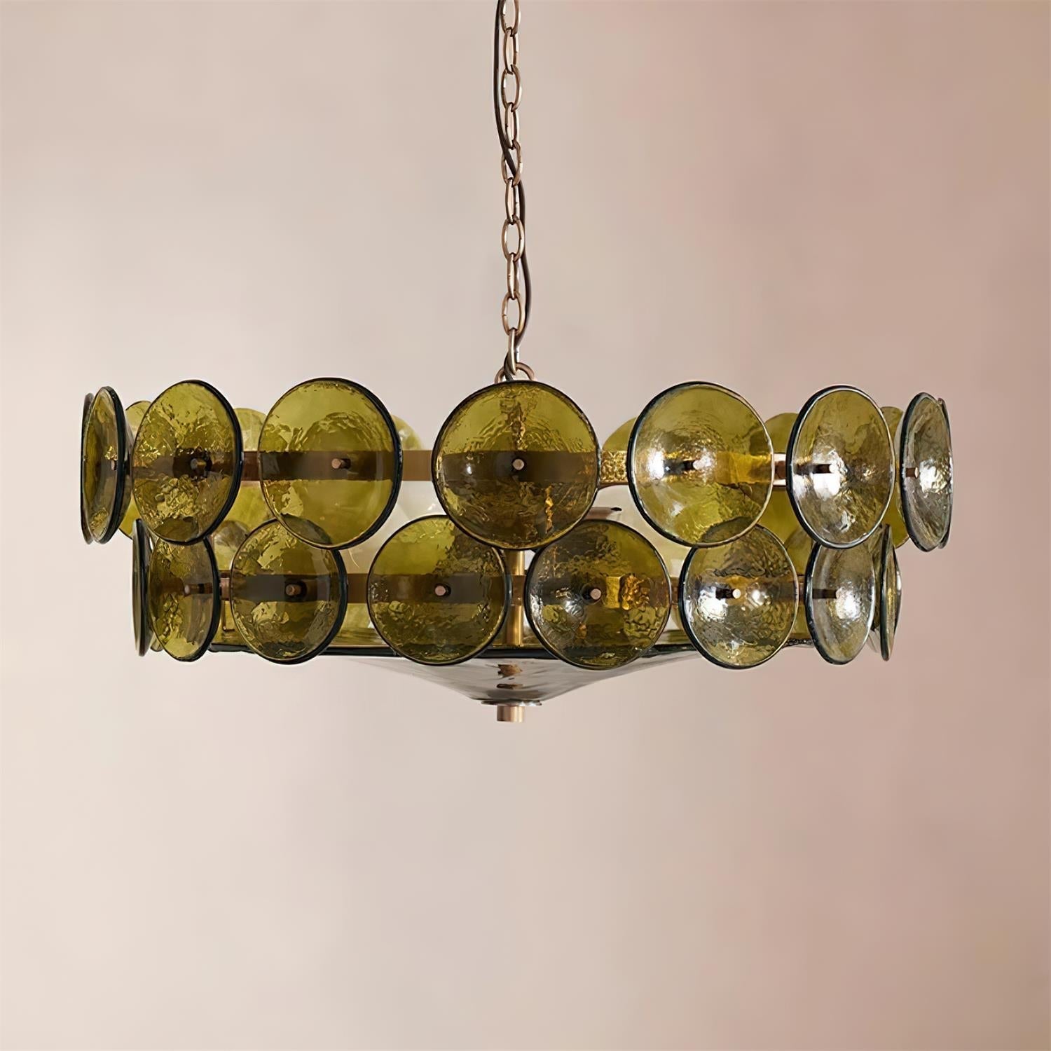 Hanglamp Glazen Schijven Messing Amber Eettafel Woonkamer Design Hanglamp Ronde Glazen Hanglamp Statement Verlichting Hal | Sansoti
