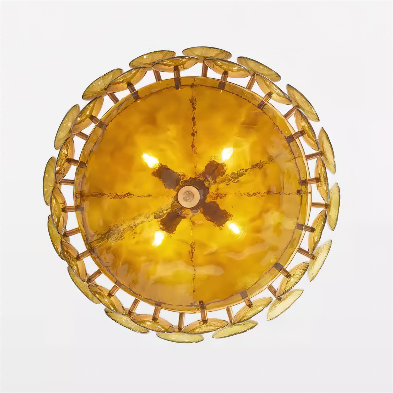 Hanglamp Glazen Schijven Messing Amber Eettafel Woonkamer Design Hanglamp Ronde Glazen Hanglamp Statement Verlichting Hal | Sansoti