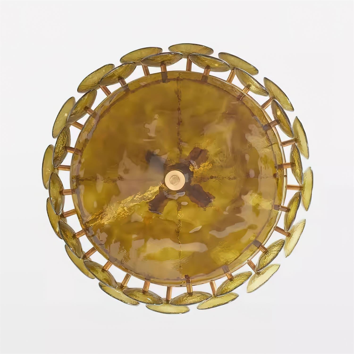 Hanglamp Glazen Schijven Messing Amber Eettafel Woonkamer Design Hanglamp Ronde Glazen Hanglamp Statement Verlichting Hal | Sansoti