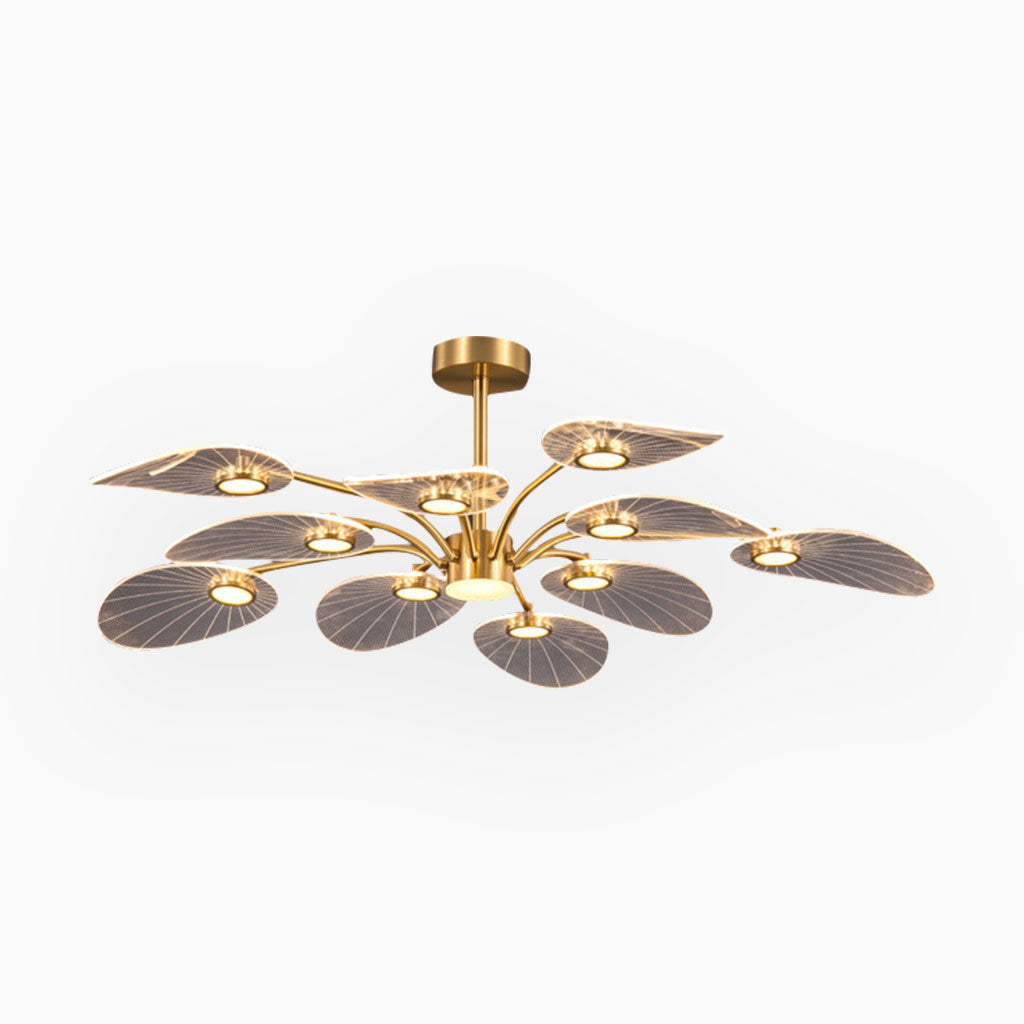 Lotus-Halbdeckenleuchte Acryl Gold LED 6-8-10 Arme Wohnzimmer Esszimmer Schlafzimmer Moderne Innenbeleuchtung | Sansoti
