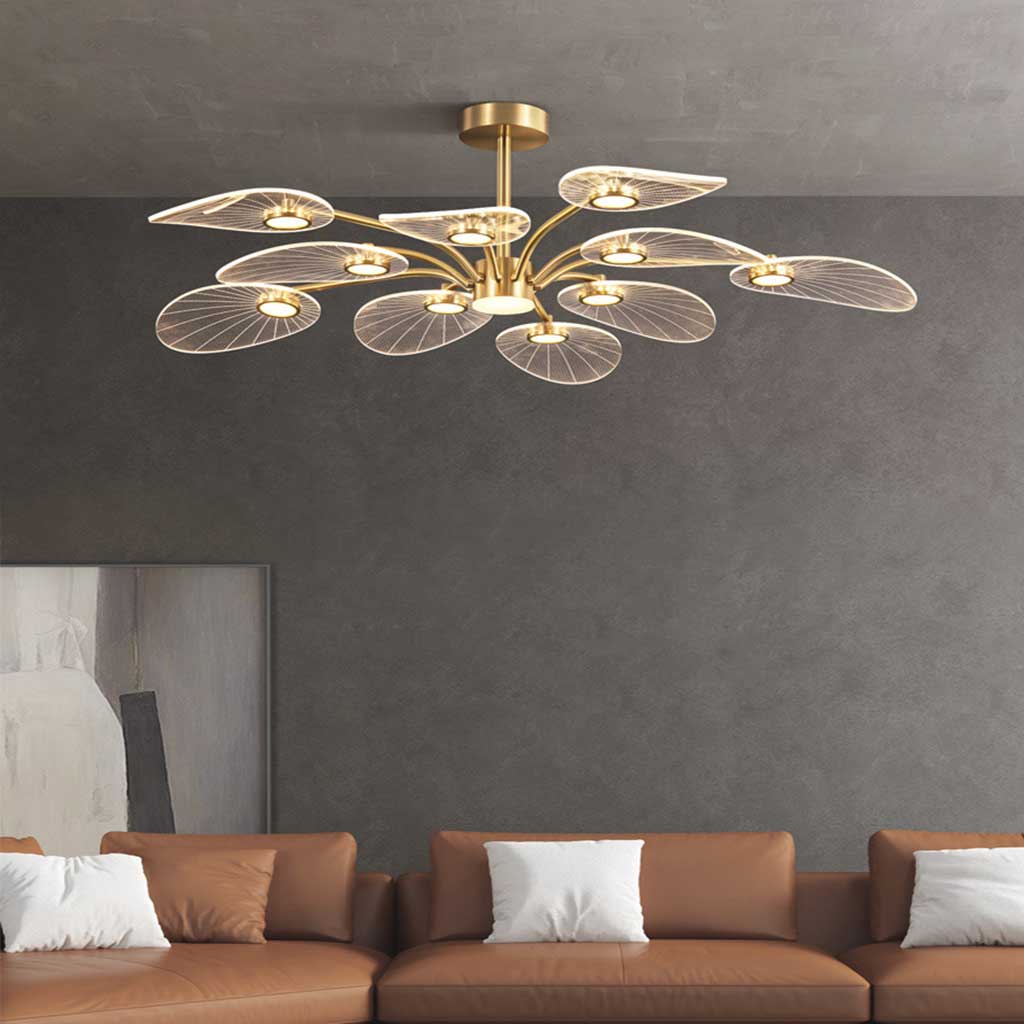 Lotus-Halbdeckenleuchte Acryl Gold LED 6-8-10 Arme Wohnzimmer Esszimmer Schlafzimmer Moderne Innenbeleuchtung | Sansoti