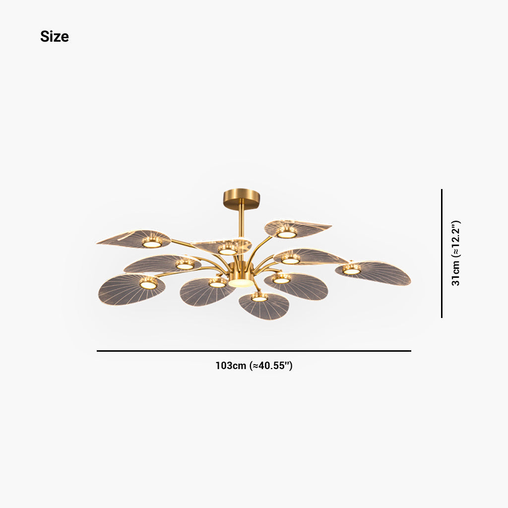 Lotus-Halbdeckenleuchte Acryl Gold LED 6-8-10 Arme Wohnzimmer Esszimmer Schlafzimmer Moderne Innenbeleuchtung | Sansoti