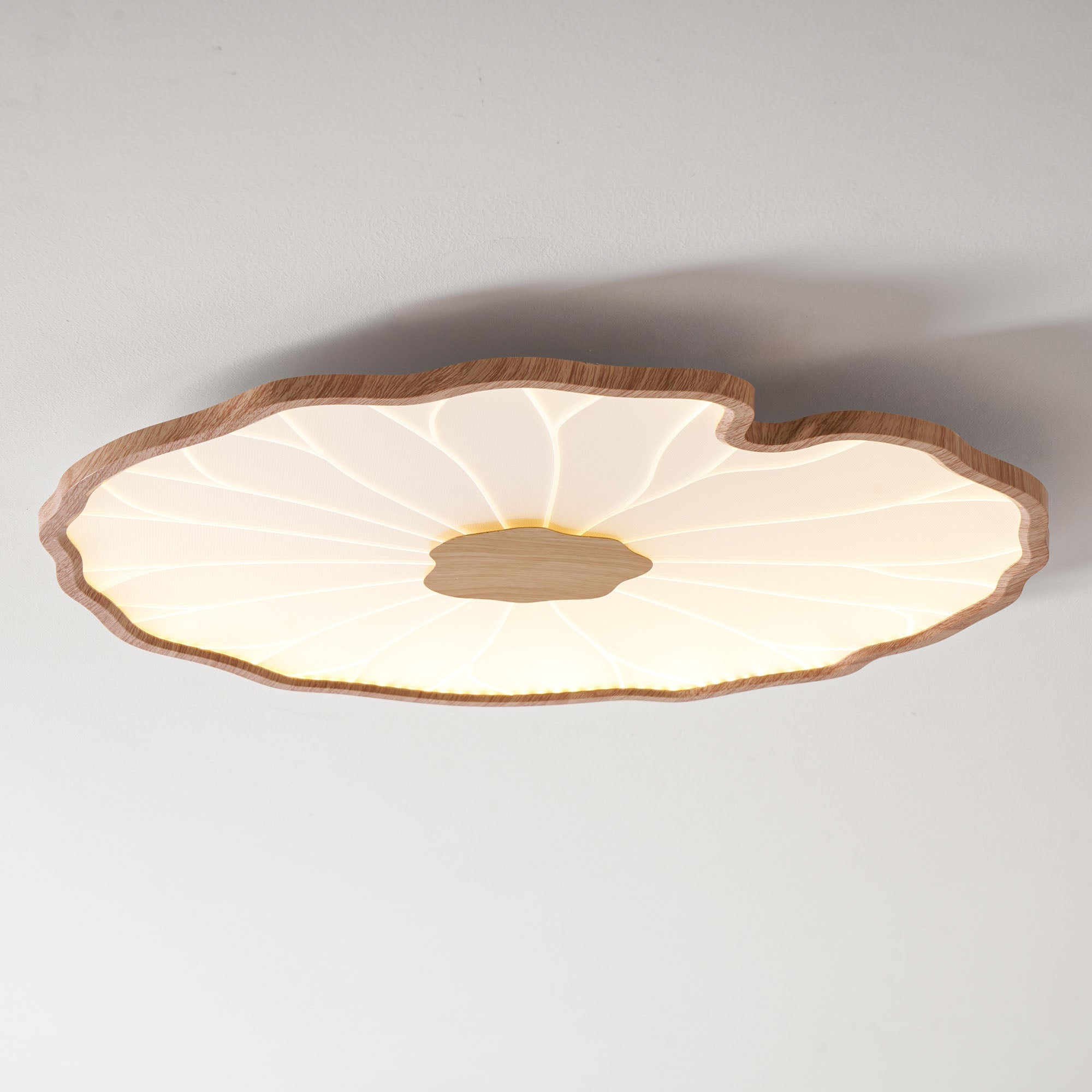 Plafondlamp Lotusbladmotief – Acryl Afwerking 6 Maten Houtnerf Warmwit Scandinavisch Design Eetkamerlamp | Sansoti