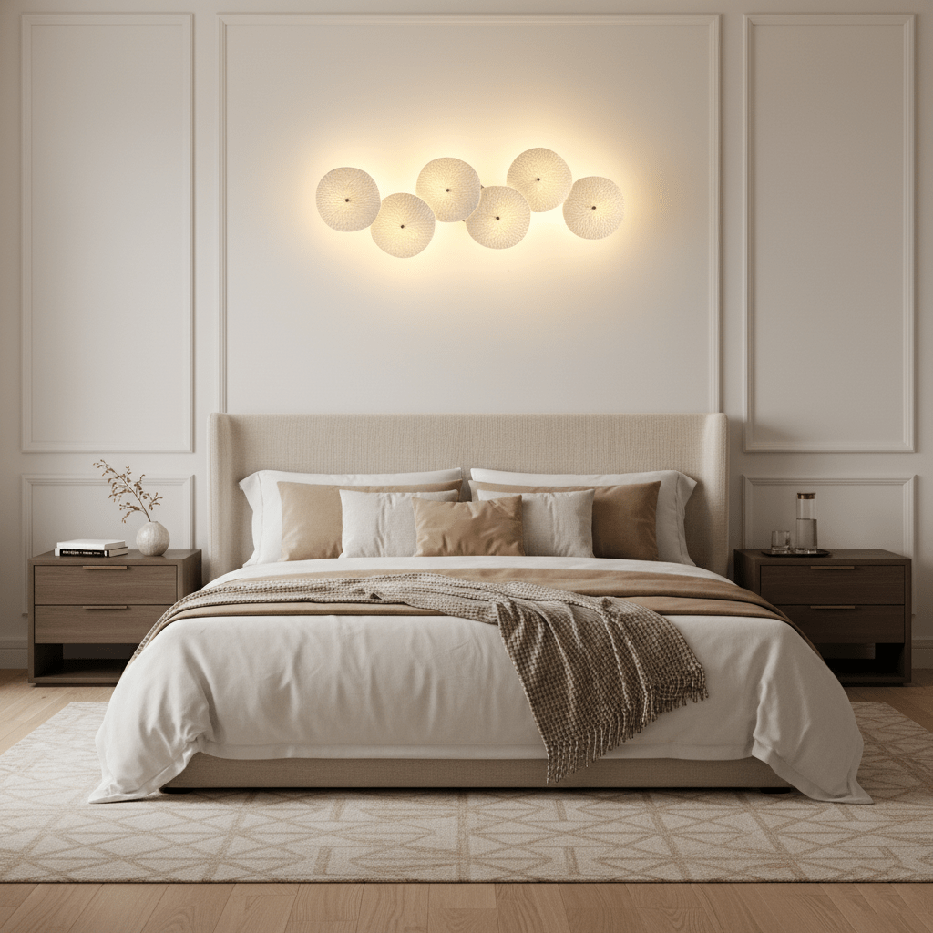 Keramische Lotusbloem Wandlamp met Gouden Armatuur – Cascade Lichteffect voor Stijlvolle Verlichting | Sansoti
