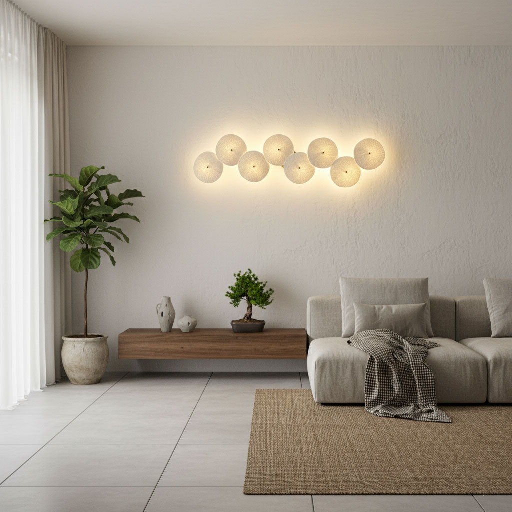 Keramische Lotusbloem Wandlamp met Gouden Armatuur – Cascade Lichteffect voor Stijlvolle Verlichting | Sansoti