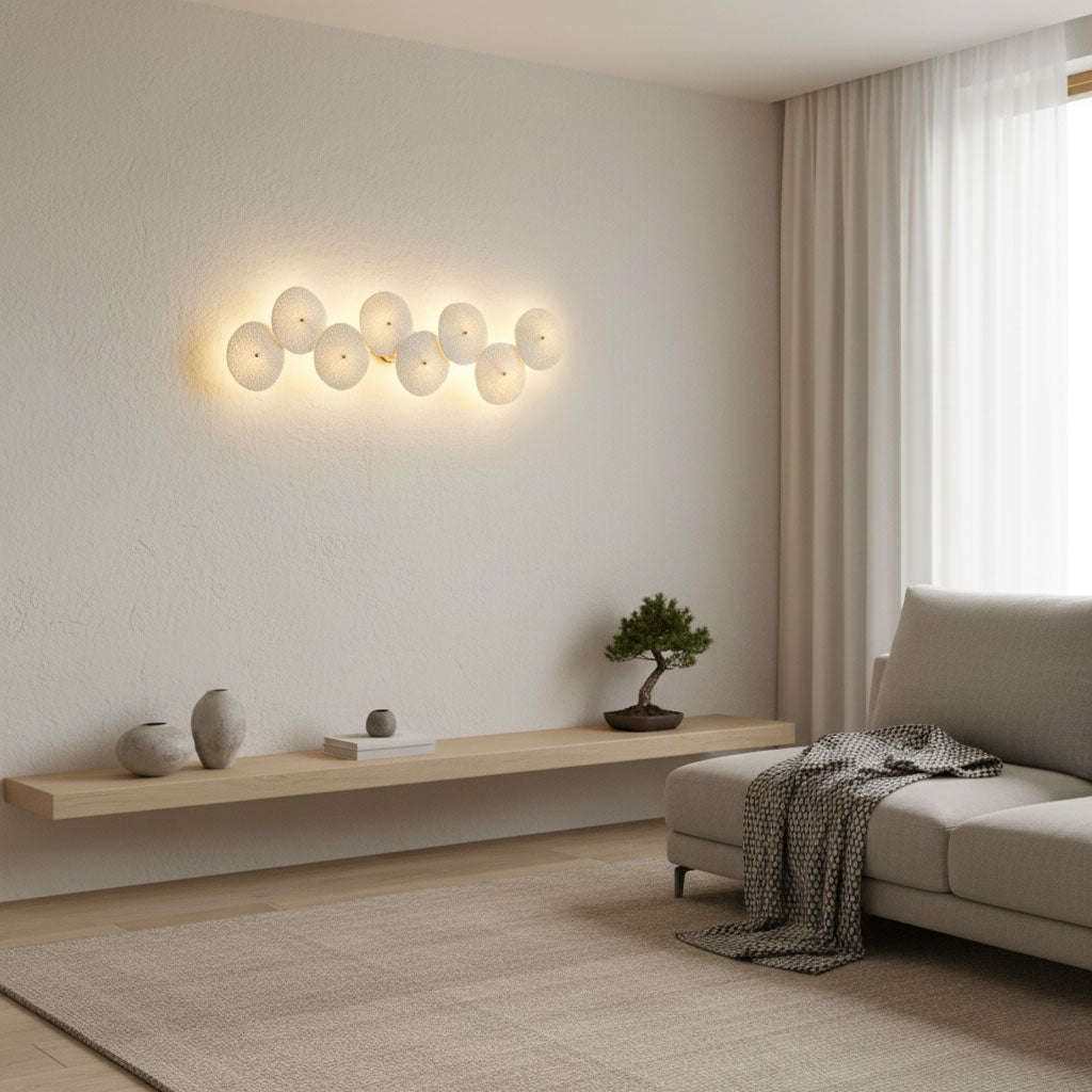 Keramische Lotusbloem Wandlamp met Gouden Armatuur – Cascade Lichteffect voor Stijlvolle Verlichting | Sansoti