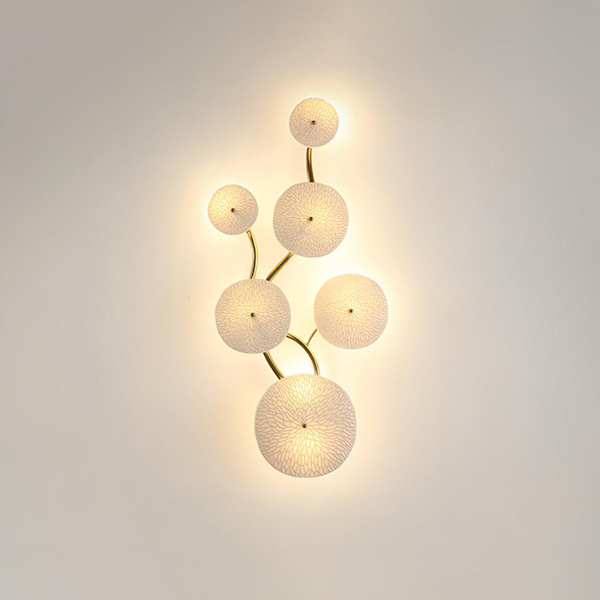 Ceramic Petal Wall Lamp Metal Accent Sculptural Warm Light Interior Art Lighting Decorative | Sansoti