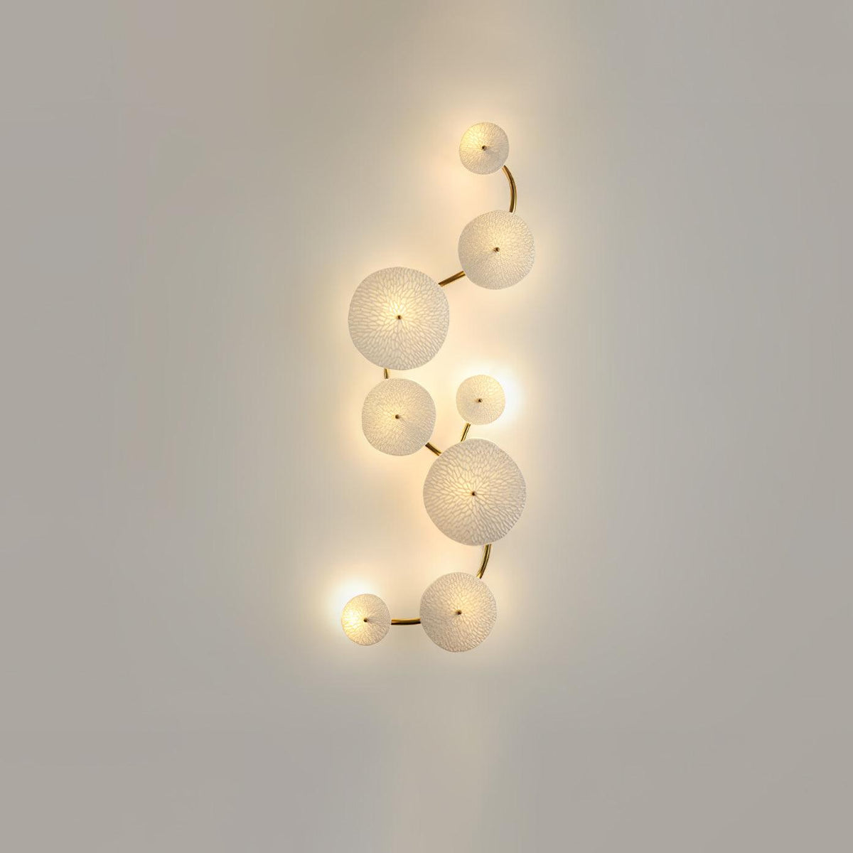 Ceramic Petal Wall Lamp Metal Accent Sculptural Warm Light Interior Art Lighting Decorative | Sansoti