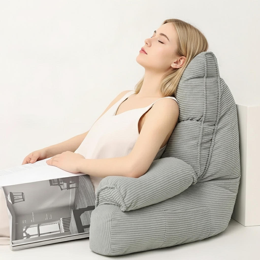 Lounge Comfort | Bed Pillow with Arm Support & Memory Foam | Ideal for Reading and Gaming