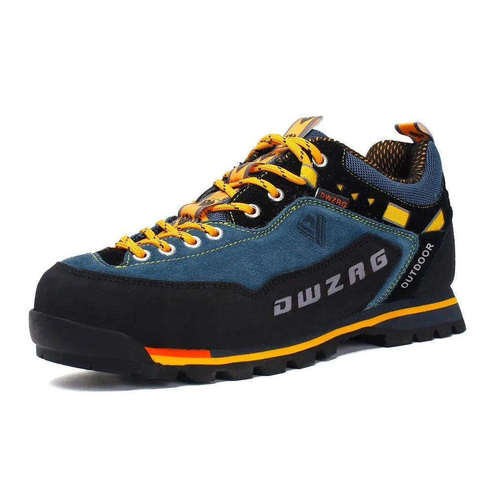 Lage wandelschoen met vetersluiting verstevigde hiel outdoor avonturen blauw dames heren comfort hiking | Sansoti