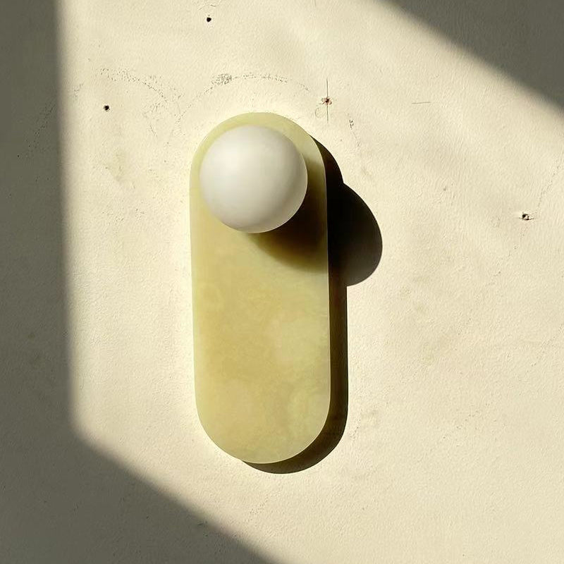 Applique Murale De Luxe En Jade Ou Marbre Avec Abat-Jour En Verre – Éclairage Design Mid Century Pour Chambre Et Couloir | Restfield