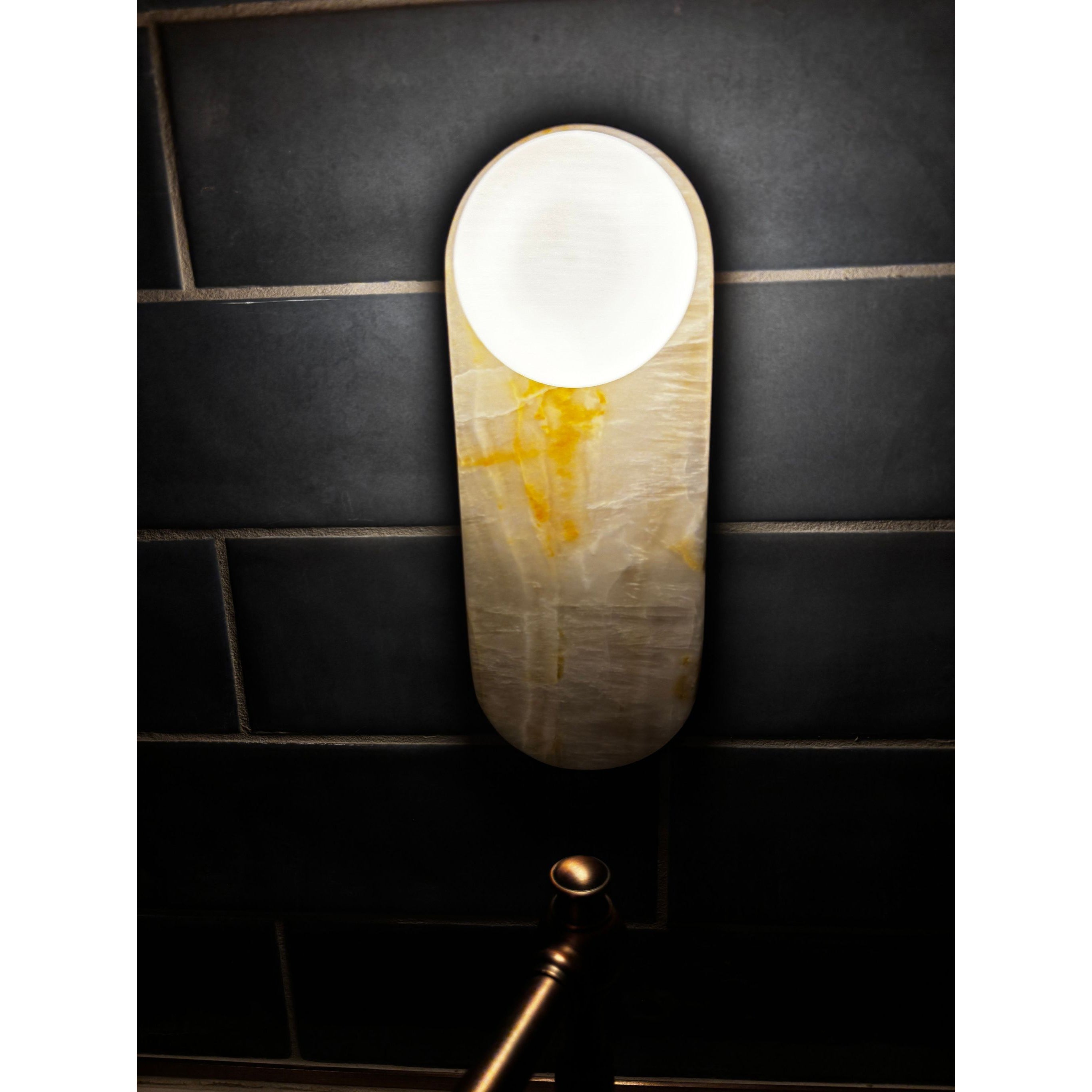 Applique Murale De Luxe En Jade Ou Marbre Avec Abat-Jour En Verre – Éclairage Design Mid Century Pour Chambre Et Couloir | Restfield