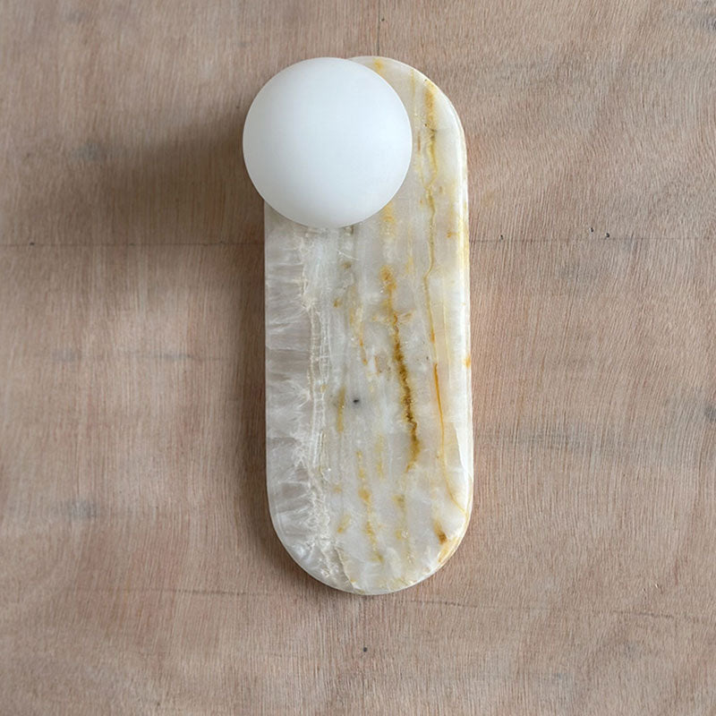 Applique Murale De Luxe En Jade Ou Marbre Avec Abat-Jour En Verre – Éclairage Design Mid Century Pour Chambre Et Couloir | Restfield