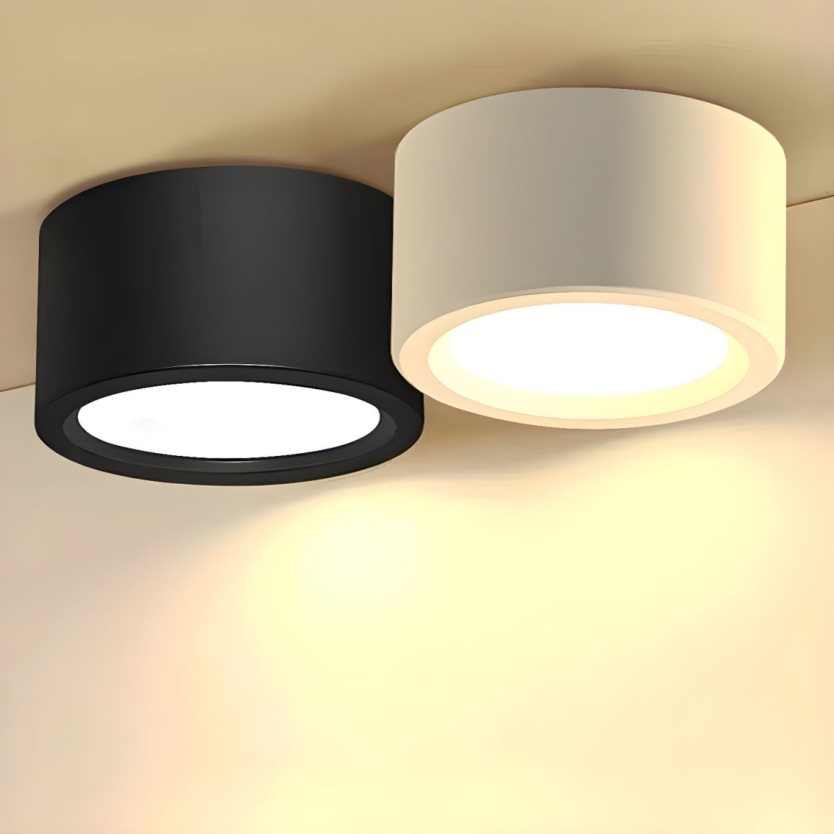 Plafonnier rond LED apparent à lumière réglable, noir et blanc, 10-18 cm, salon, hall, couloir, cuisine, chambre à coucher | Sansoti