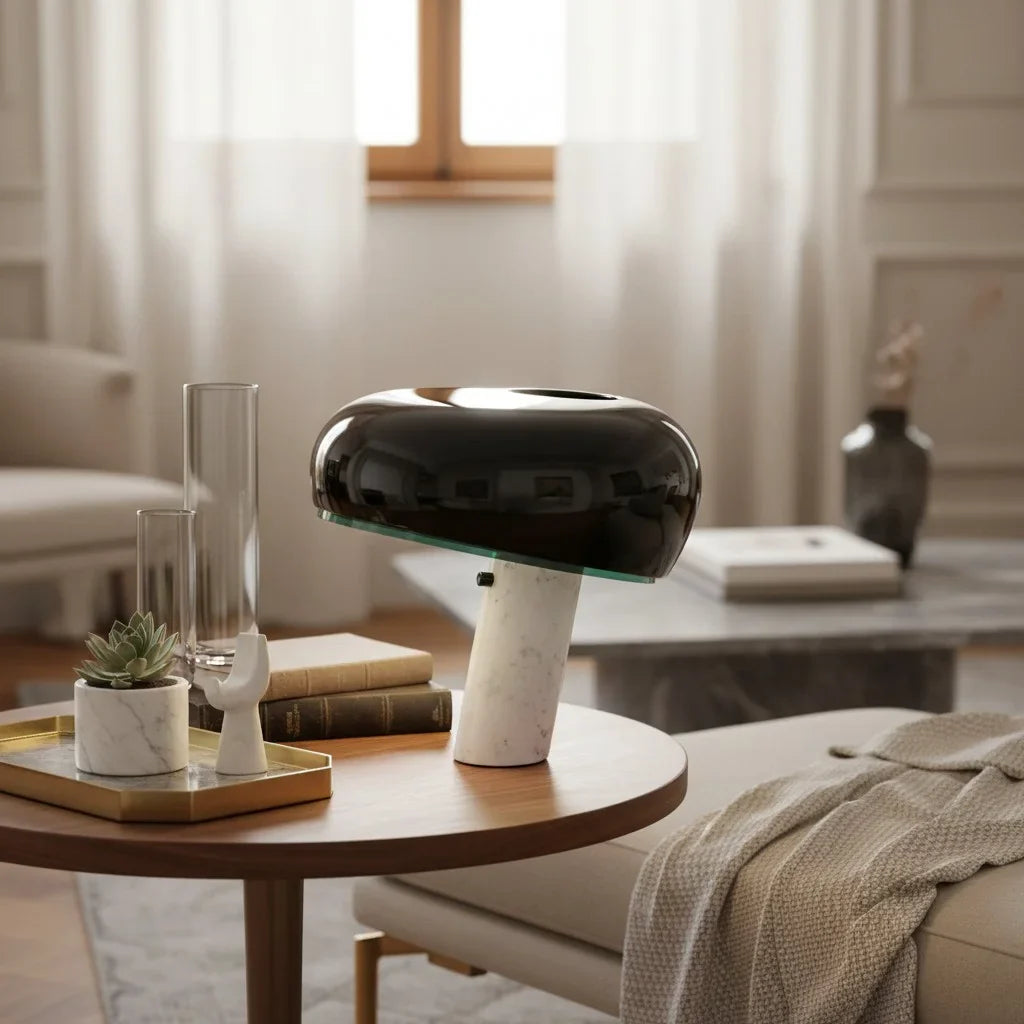 Design Tischlampe mit Marmorsockel – Warmes Licht für Wohnzimmer & Schlafzimmer | Restfield