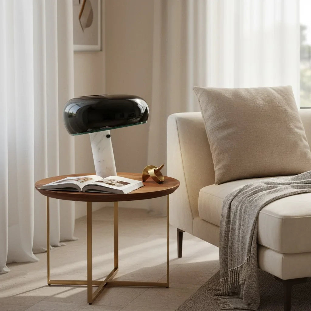 Design Tischlampe mit Marmorsockel – Warmes Licht für Wohnzimmer & Schlafzimmer | Restfield