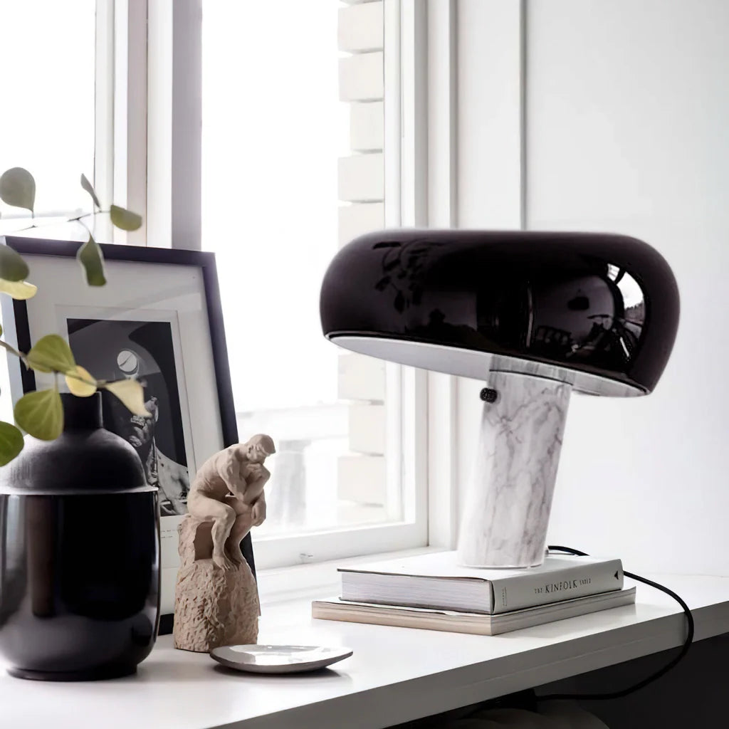 Design Tischlampe mit Marmorsockel – Warmes Licht für Wohnzimmer & Schlafzimmer | Restfield
