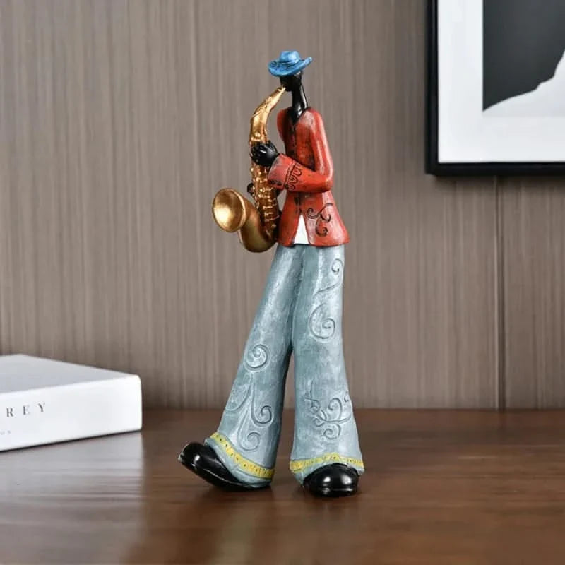 Dekorative Musikerfigur im Jazz-Stil, handbemalt, Keramik, Wohnzimmer, Interieur-Akzente, Dekoration | Sansoti