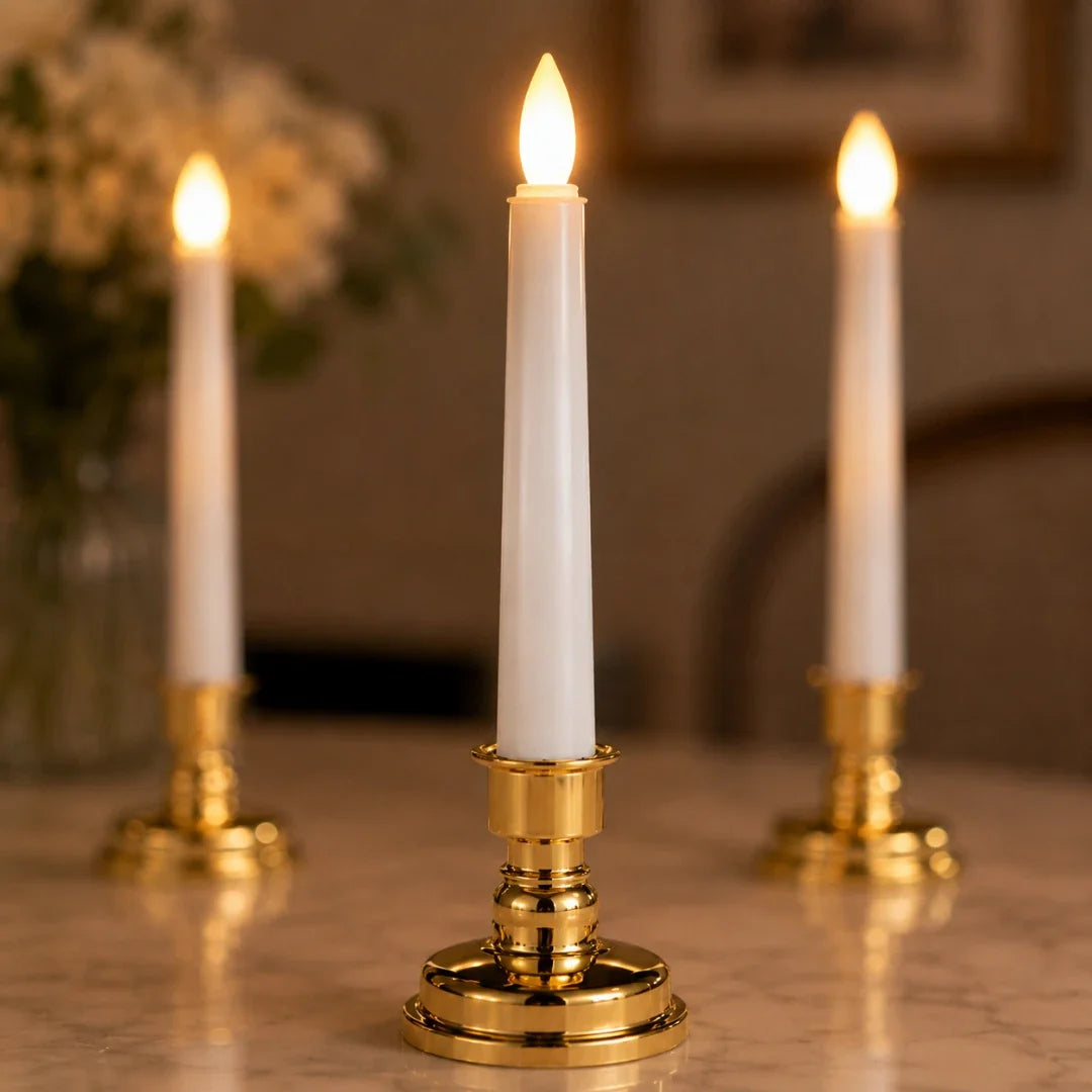 Set de 3 bougies LED sur pied avec télécommande, éclairage d’ambiance sans fil, bougies sans flamme | Sansoti