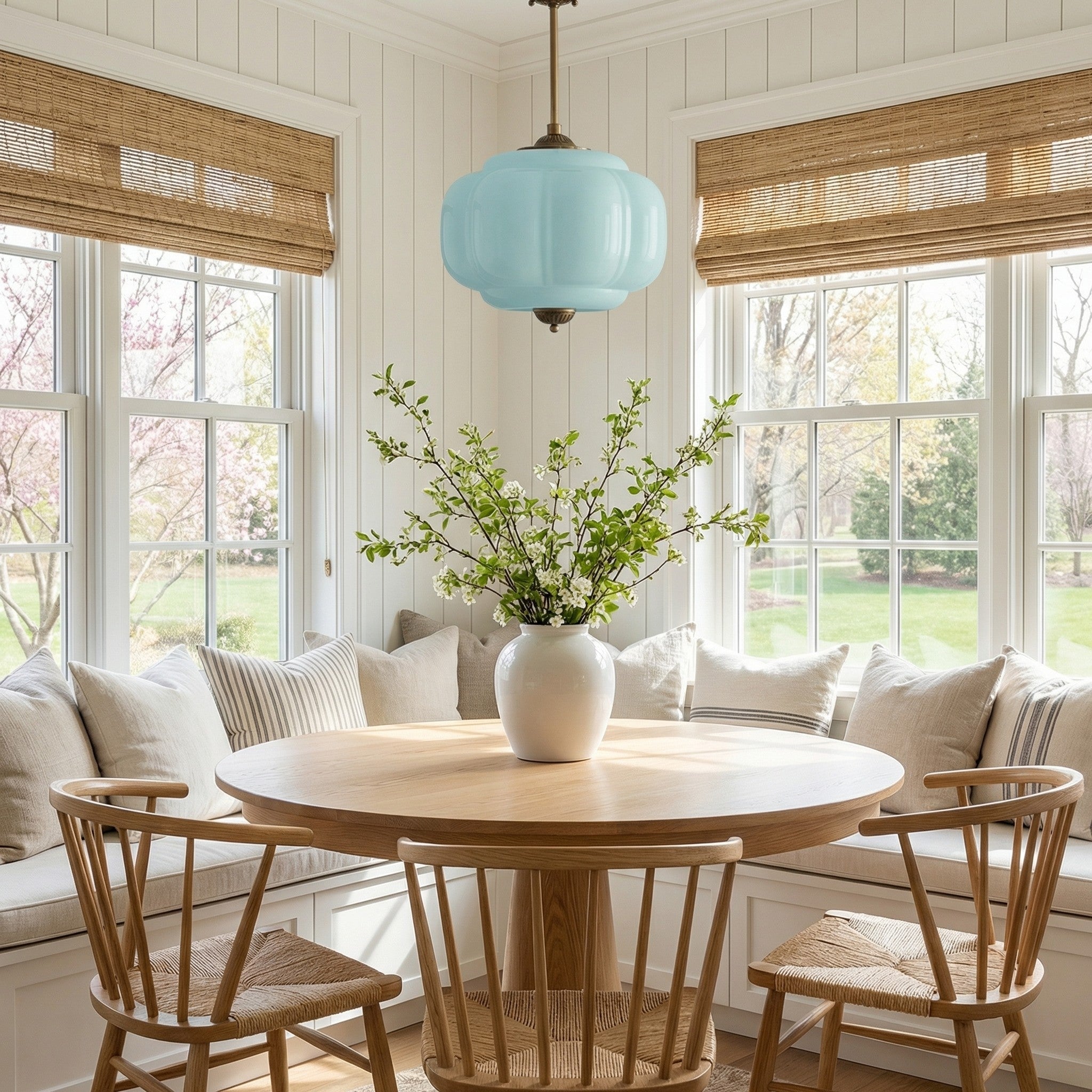 Antique Brass Plafondlamp met Groen Glas Pompoendesign - Elegante Hanglamp voor Eetkamer Keukeneiland Slaapkamer | Sansoti