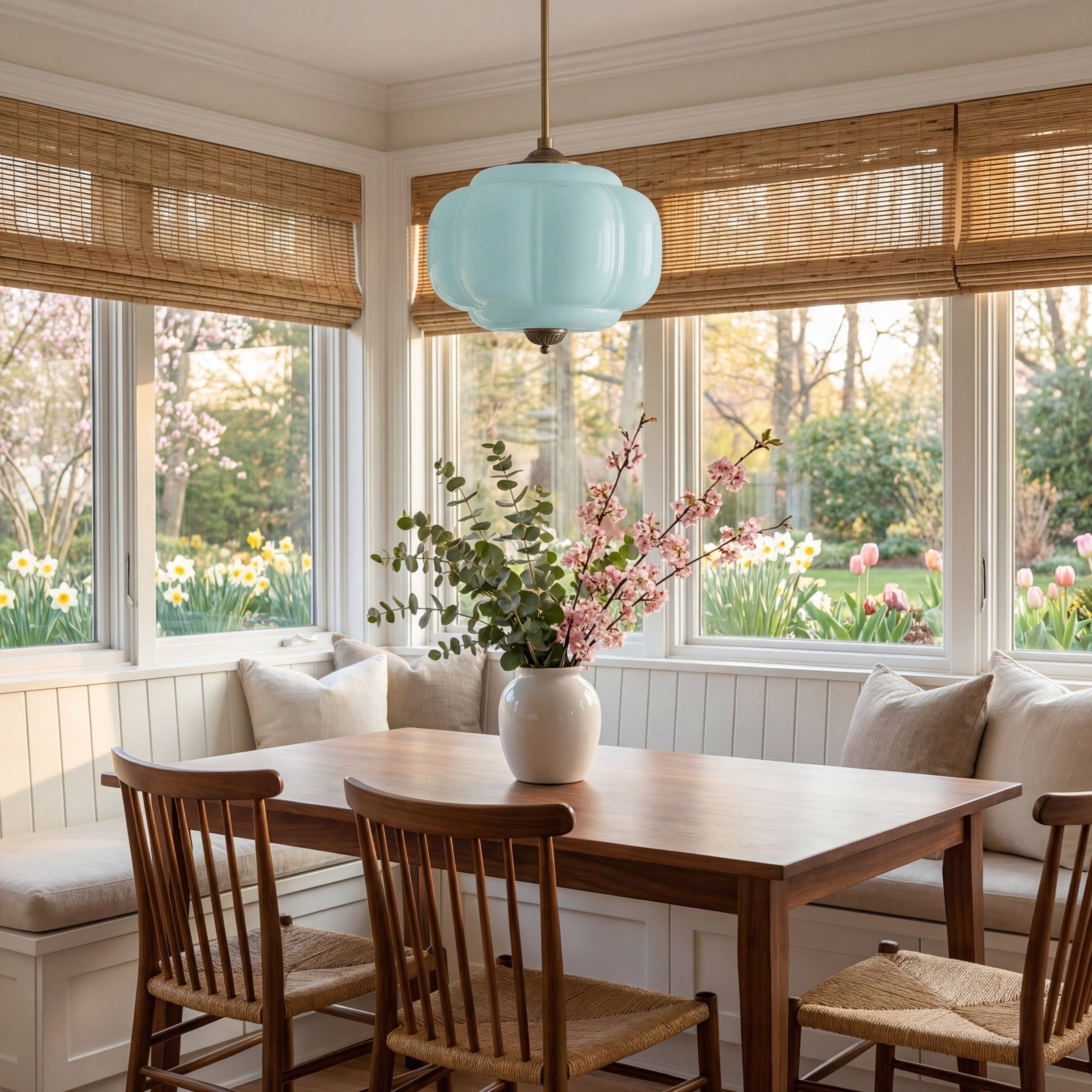 Antique Brass Plafondlamp met Groen Glas Pompoendesign - Elegante Hanglamp voor Eetkamer Keukeneiland Slaapkamer | Sansoti