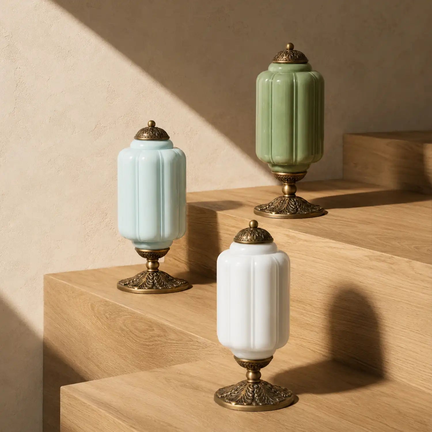 Retro Tafellampen met Getextureerd Crèmekleurig Glas – Franse Vintage Stijl met Messing of Zwart Frame | Sansoti
