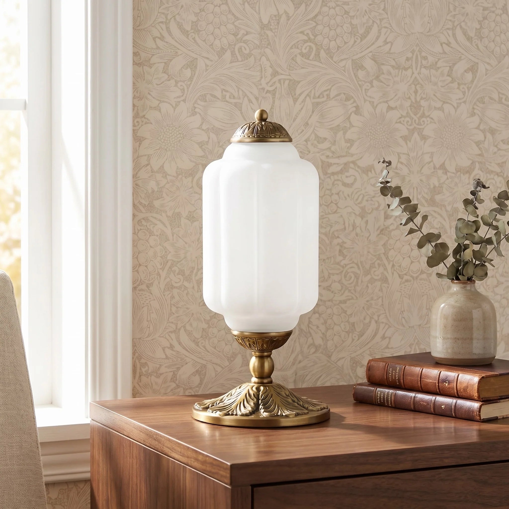 Retro Tafellampen met Getextureerd Crèmekleurig Glas – Franse Vintage Stijl met Messing of Zwart Frame | Sansoti