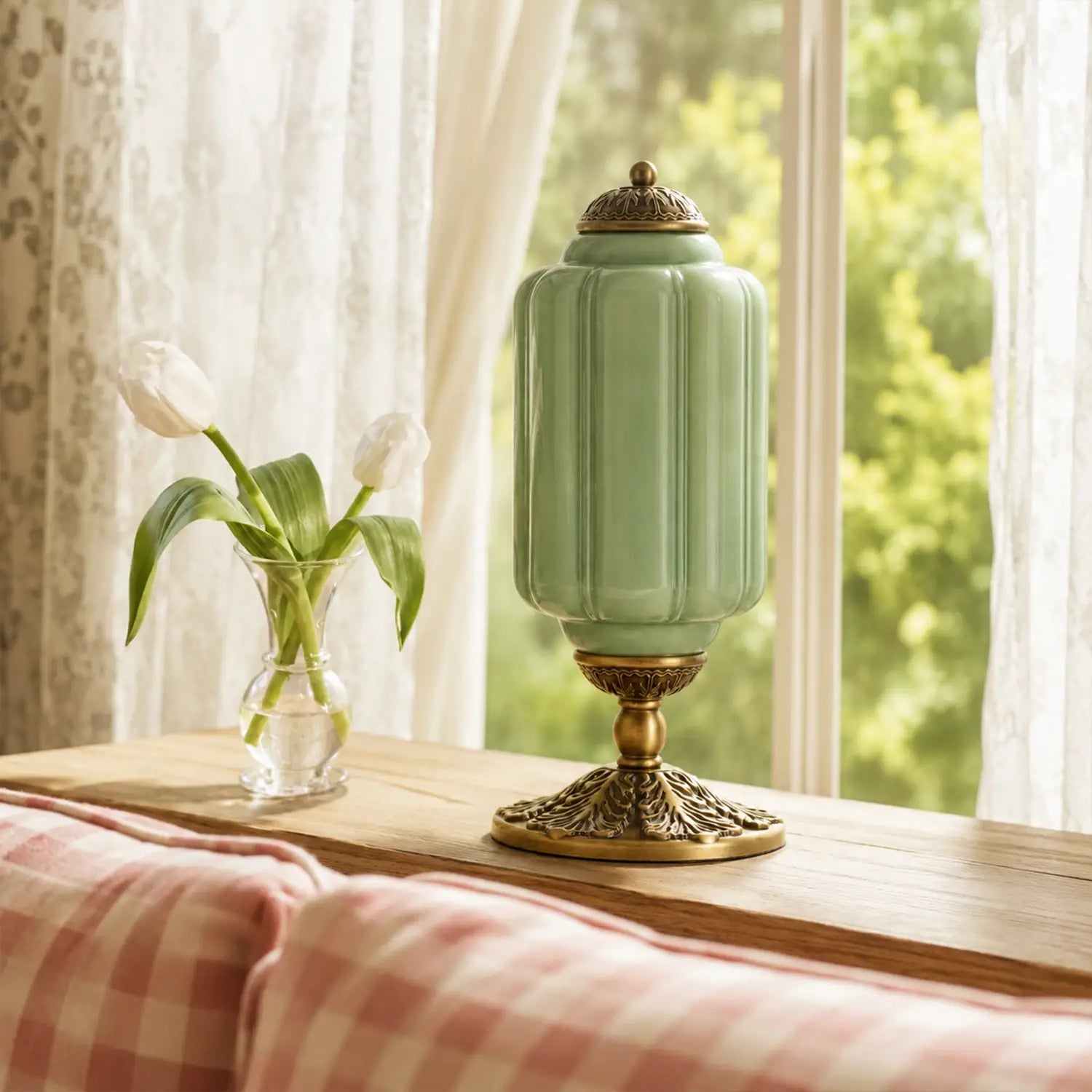 Retro Tafellampen met Getextureerd Crèmekleurig Glas – Franse Vintage Stijl met Messing of Zwart Frame | Sansoti