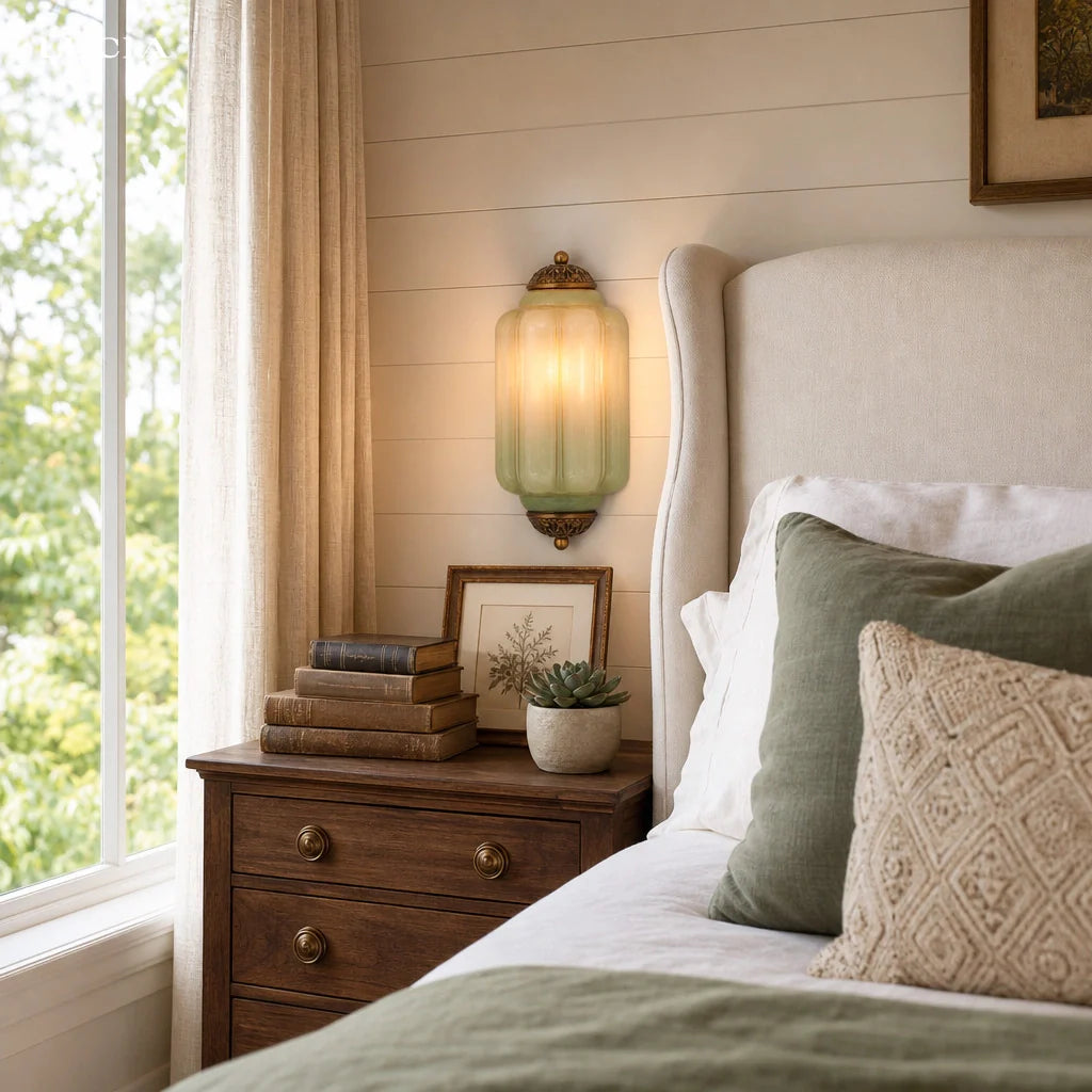 Vintage Wandlamp met Melkglazen Kap en Antieke Afwerking voor Sfeervolle Verlichting | Sansoti