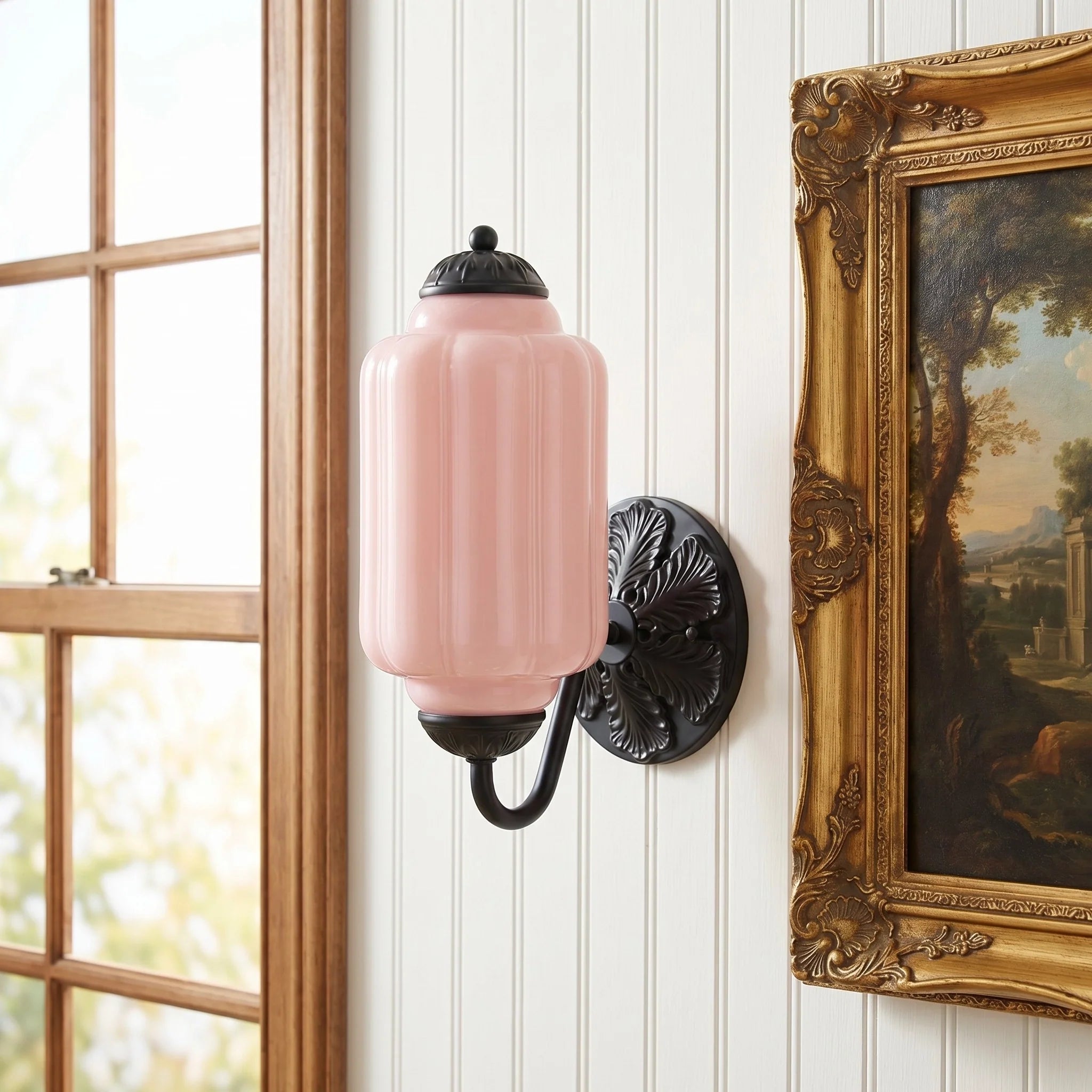 Vintage Wandlamp met Melkglas en Geolied Messing – Klassieke Retro Verlichting voor Hal, Slaapkamer, Woonkamer | Sansoti