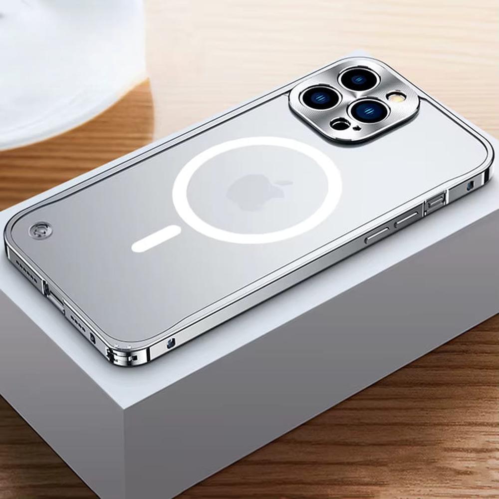 Metallisierte iPhone-Hülle mit Magnetring – stoßabsorbierender Rahmen, matte Rückseite, Telefonschutz | Sansoti