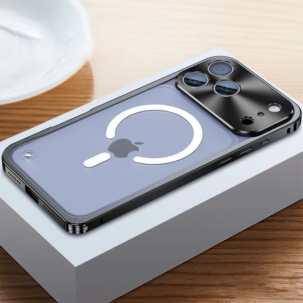 Metallisierte iPhone-Hülle mit Magnetring – stoßabsorbierender Rahmen, matte Rückseite, Telefonschutz | Sansoti